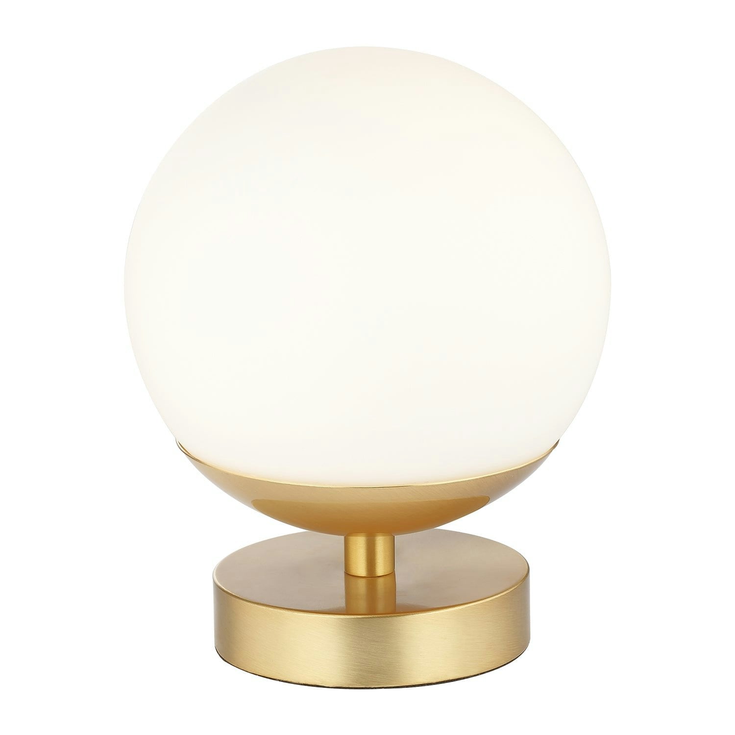 Rackhams White/Gold Modern Touch Dimmable Led Globe Glass Table Lamp With Brushed Base Medium
