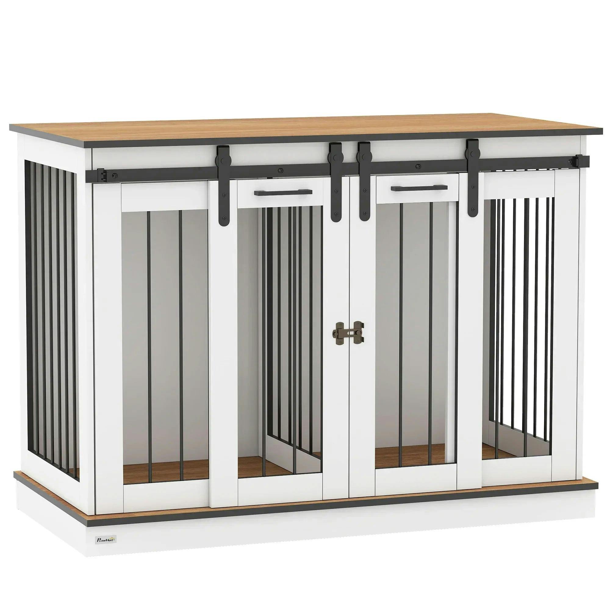 Dog Crate Furniture for Large Dogs Double Cage Small White - Image 6