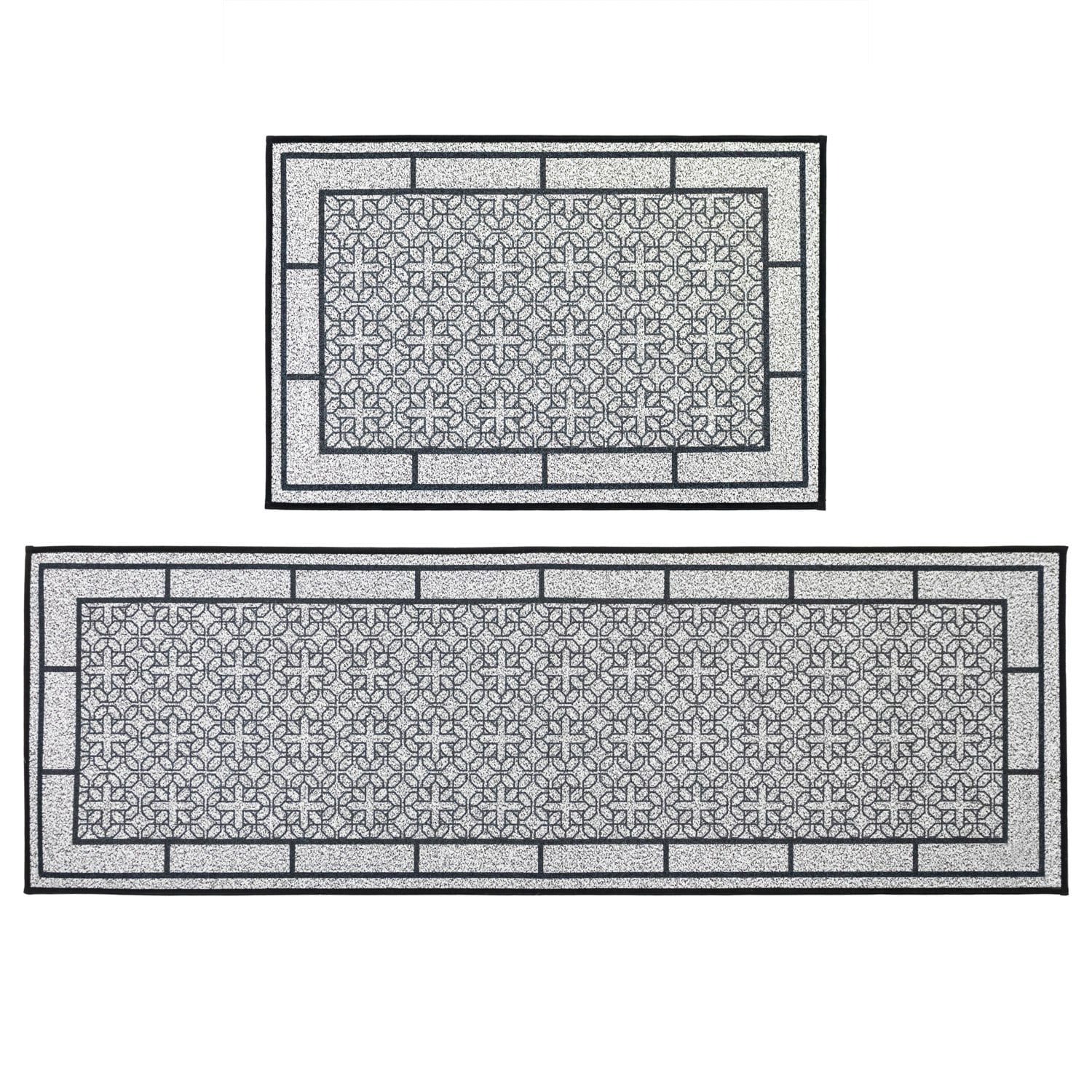 Jvl Grey Avanti Machine Washable Entrance Doormat And Runner Set