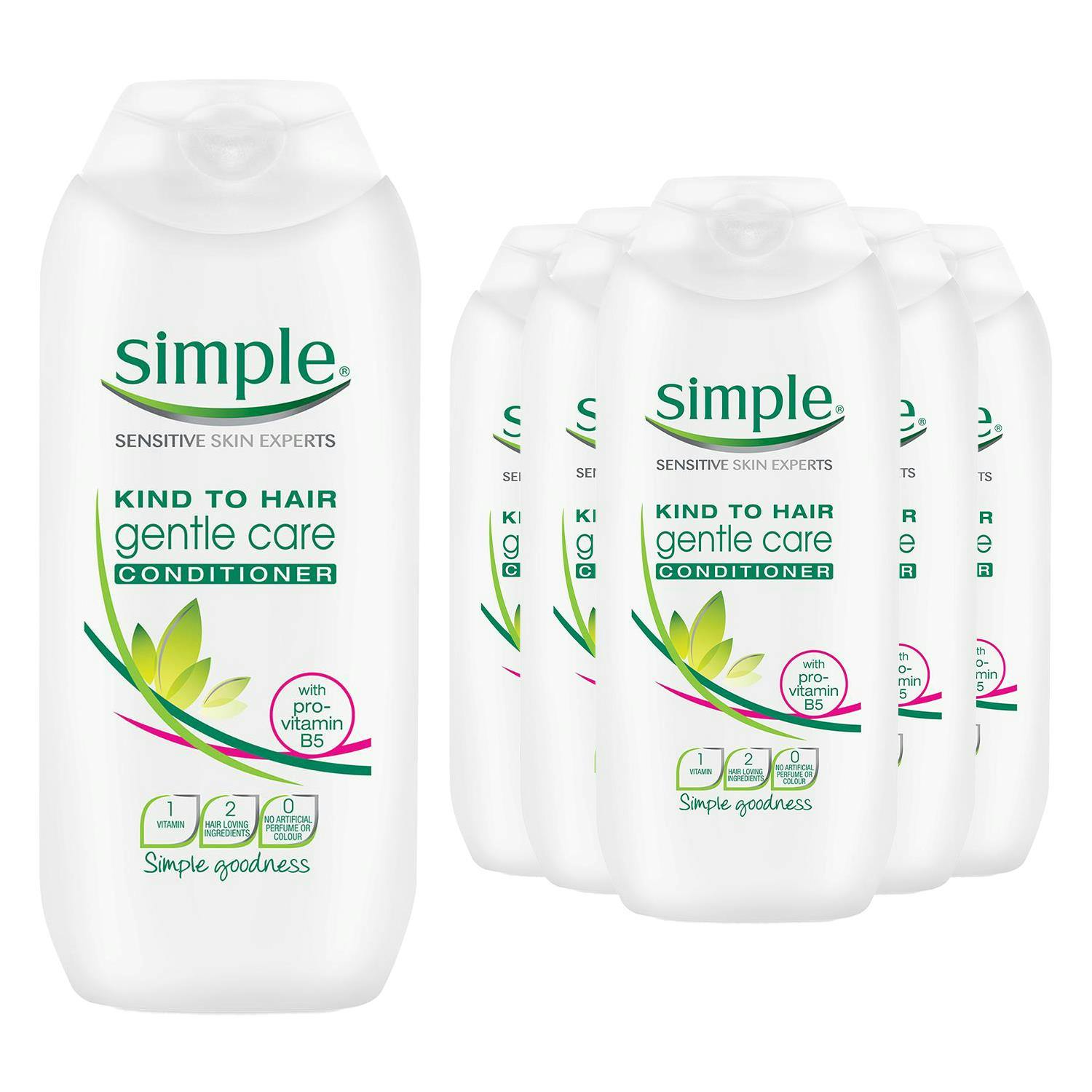 Simple Kind To Hair Gentle Care Conditioner Sensitive Scalp, 6 Pack 200Ml - White - Image 4
