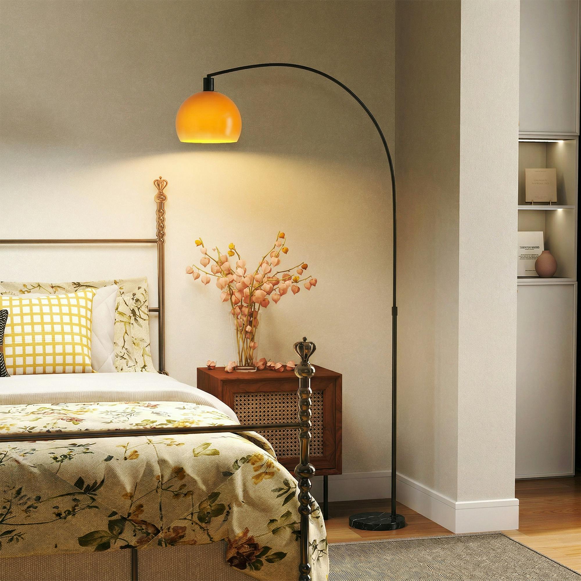 Rackhams Black Modern Standing Lamp With Shade & Foot Switch,