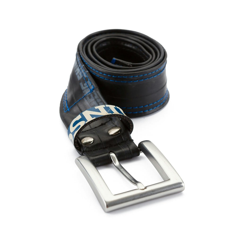Paguro Blue Recycled Bicycle Inner Tube Vegan Belt - M