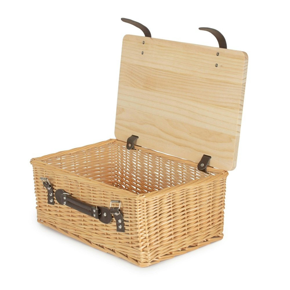 Red Hamper Buff Willow Empty Picnic Basket With Pinewood Lid - Large