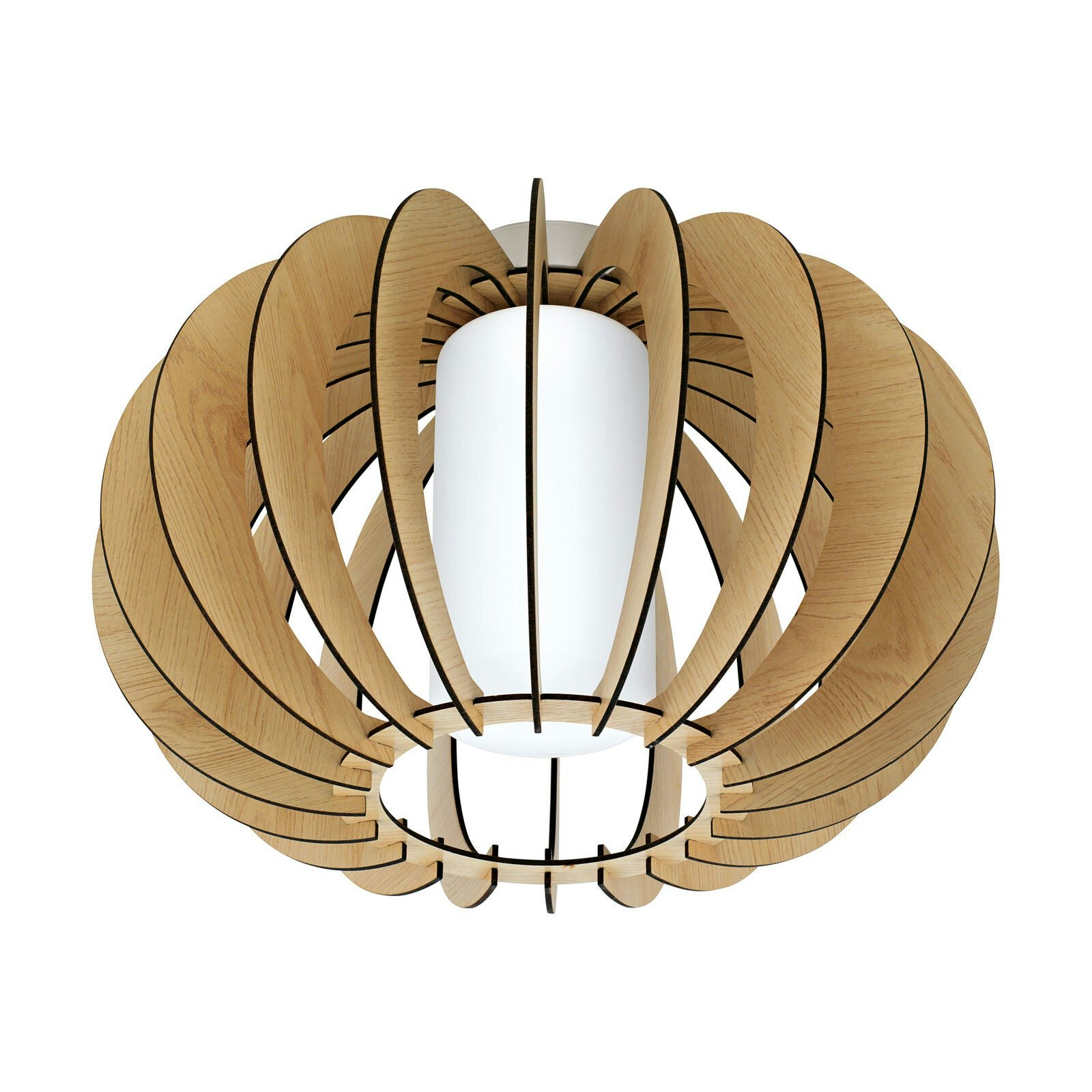 Rackhams Light/White Flush Ceiling Satin Nickel Shade Maple Wood Glass Bulb E27 1X60w Size 1