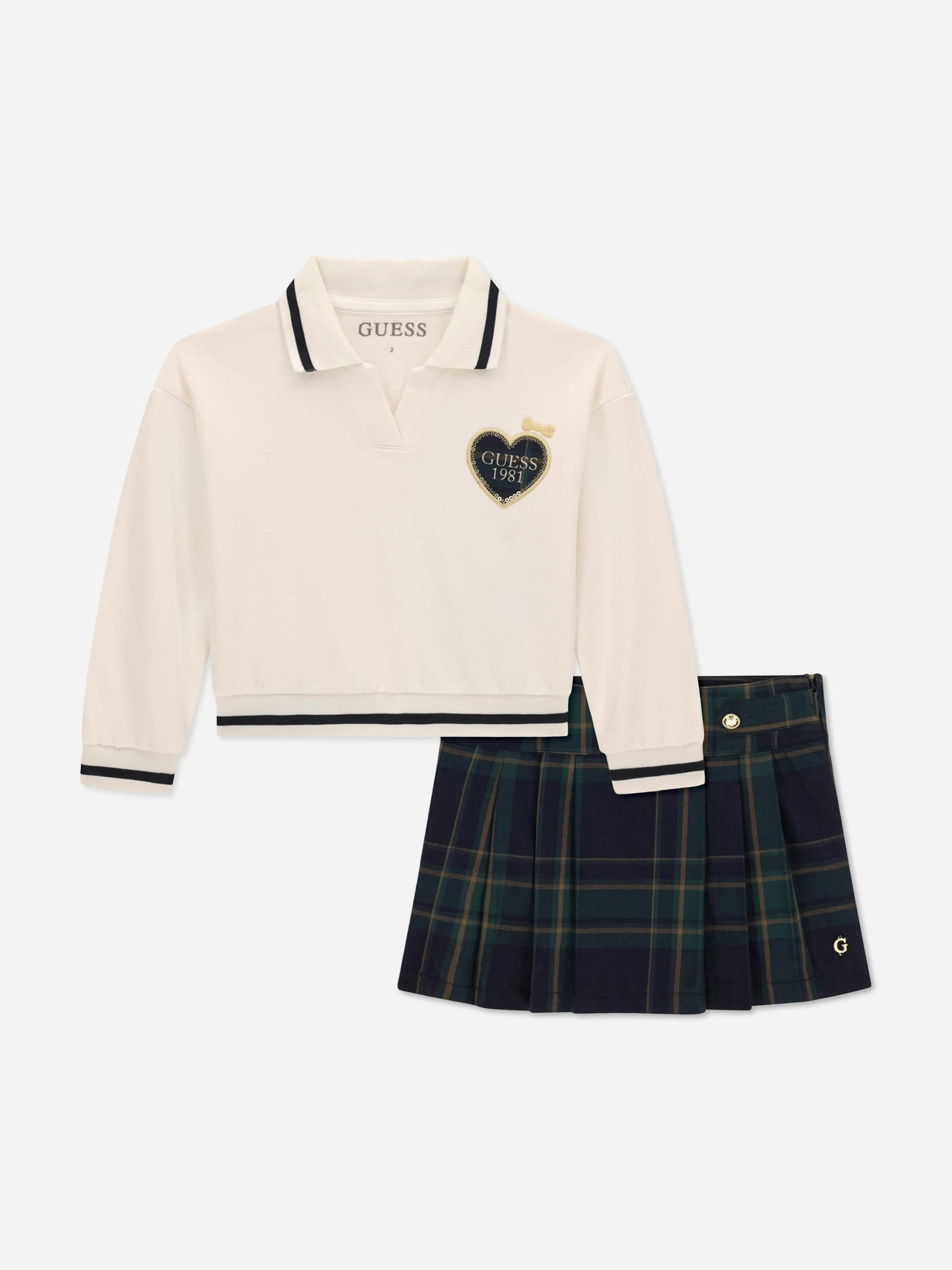 Guess Girls Sweatshirt And Skirt Set In Navy - Navy - 6 Yrs