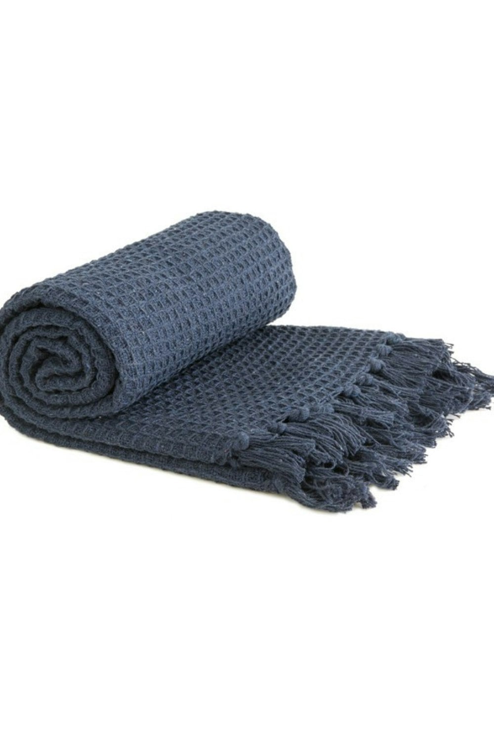 Rackhams Light/Pink/Ivory Honeycomb Throw Over Blanket - Navy - 70" X 100"