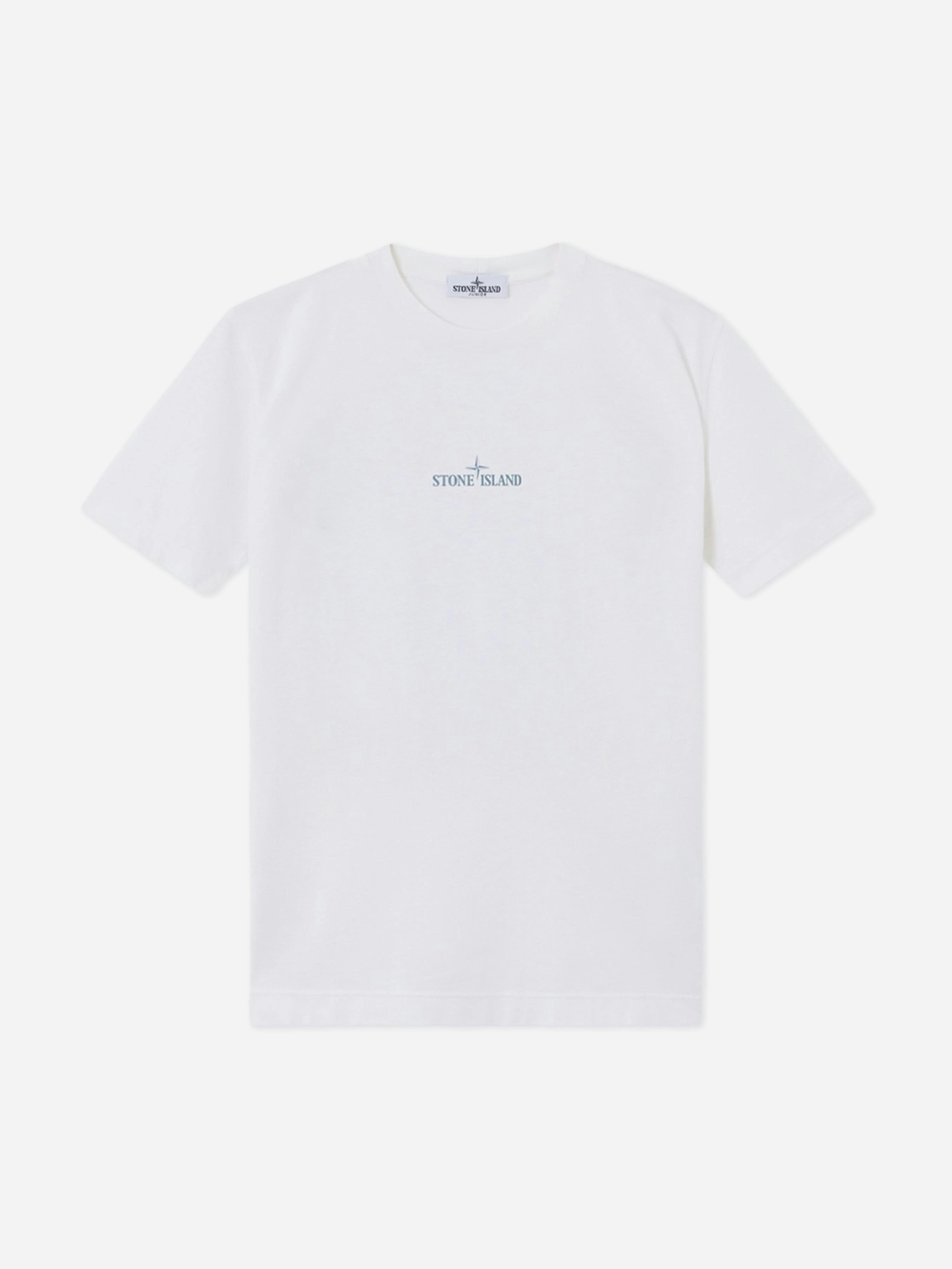 Stone Island Junior Boys White Stone Island Compass Logo Print T-Shirt In - 4 Yrs