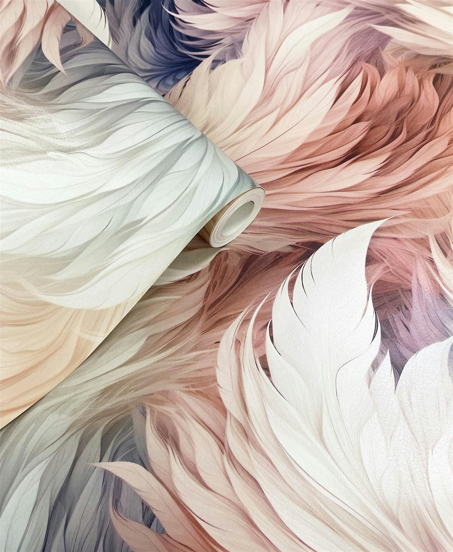 Muriva Ivory Plumes Feathers Wallpaper - Multi