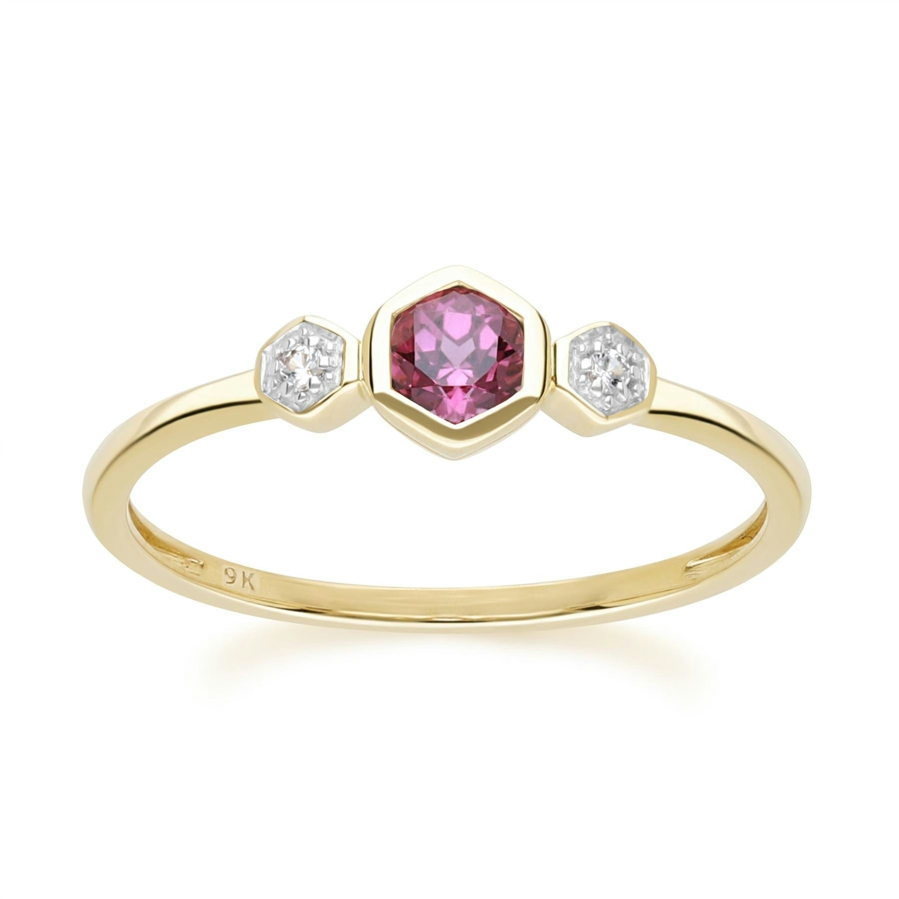 Gemondo Yellow/Gold Geometric Round Rhodolite And Sapphire Ring In 9Ct - N