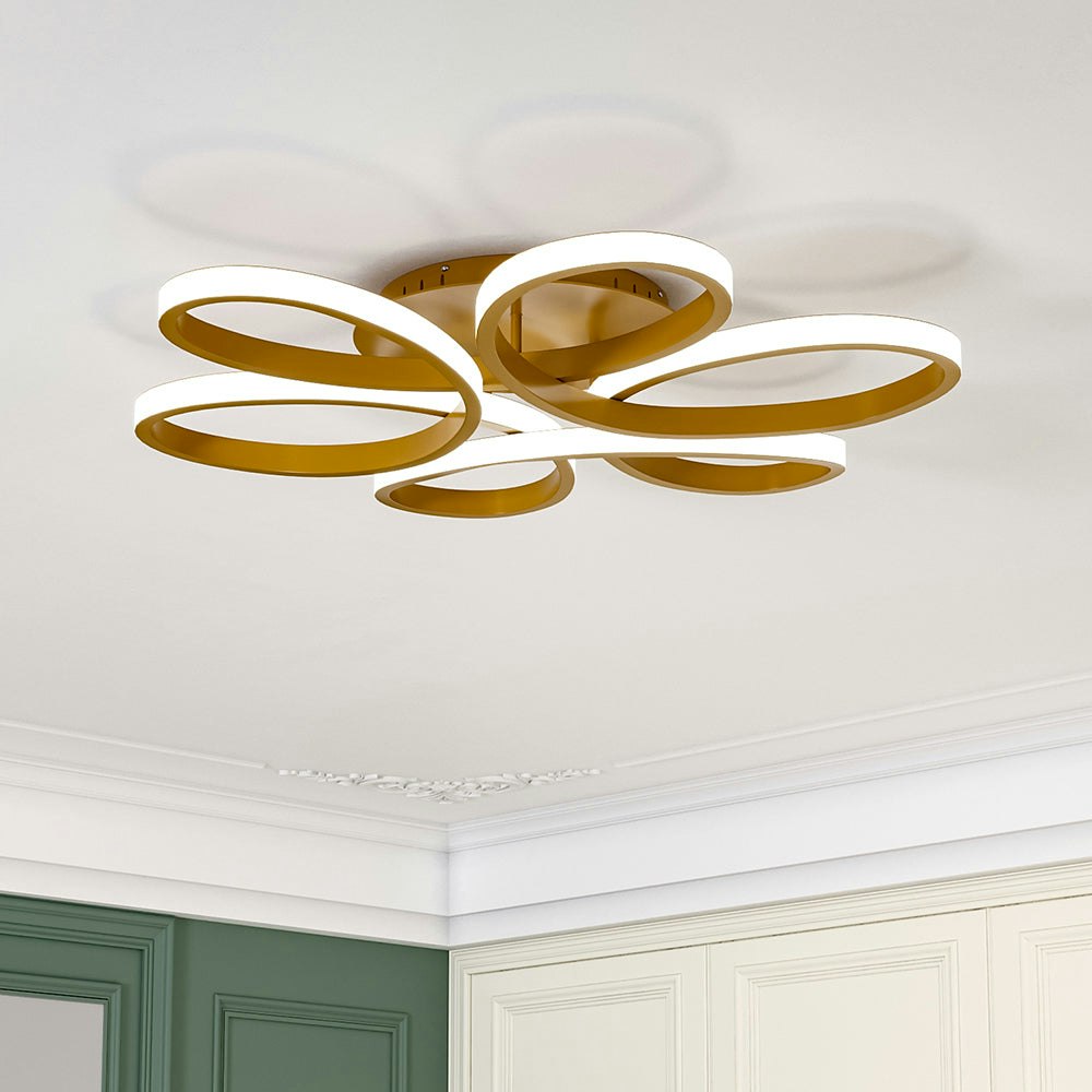 Rackhams Golden/White/Light Frame Modern Cool Led Chandelier Ceiling - Non-Dimmable - 74 Cm