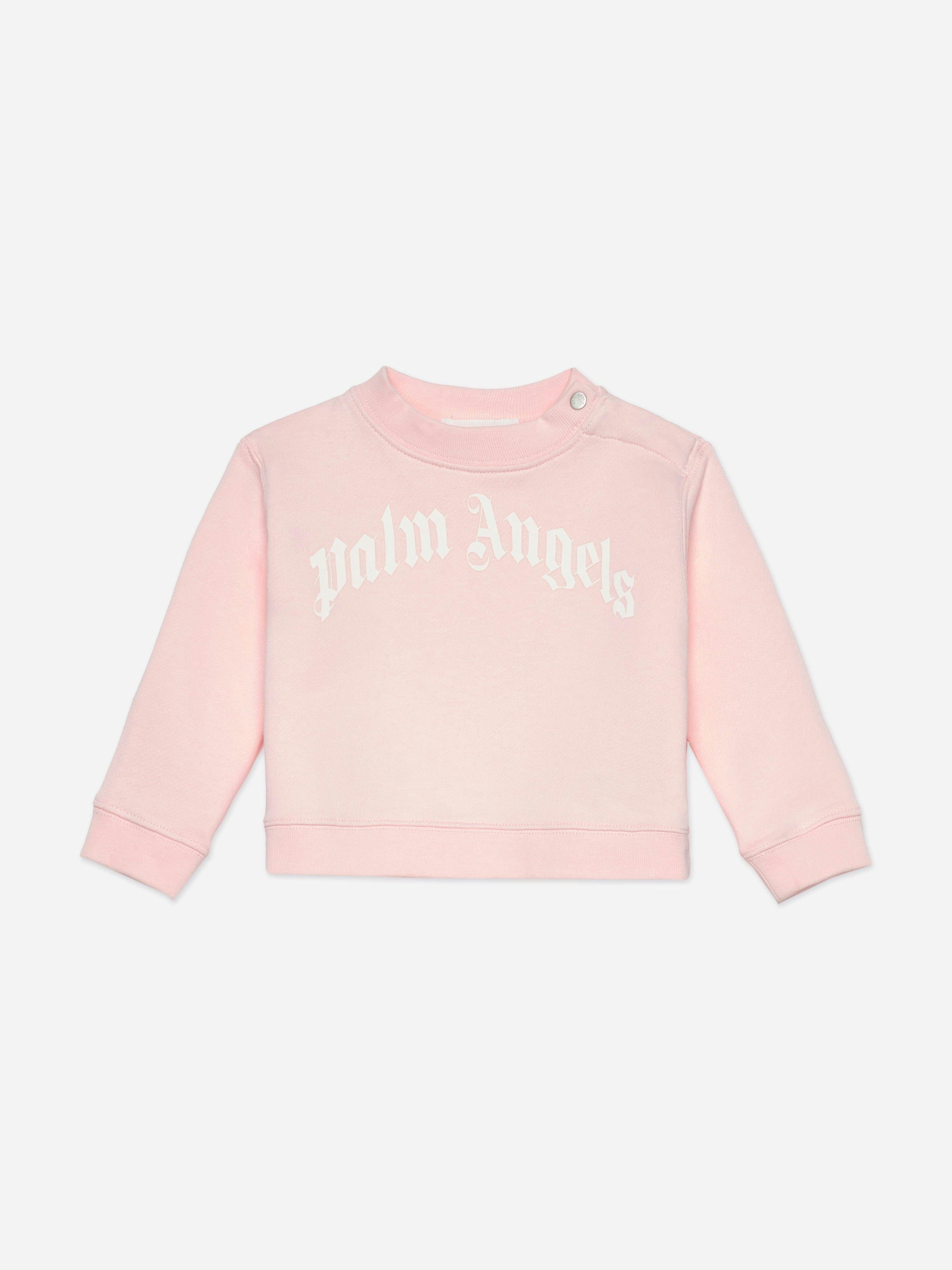 Palm Angels Women's Pink Baby Girls Curved Logo Sweatshirt In - 36 Mths