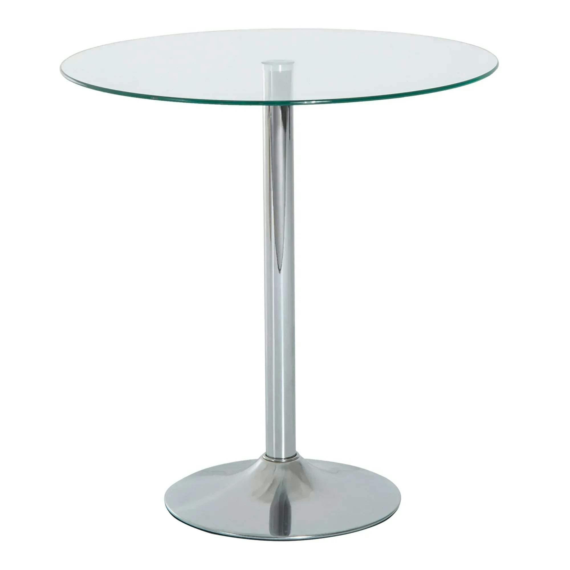 Homcom Round Tempered Glass Dining Table - Bistro Pub Counter, 70Cm Dia, 74.5Cm High, Chrome Metal Base, 2-Person, 835-040V01sr - Image 8