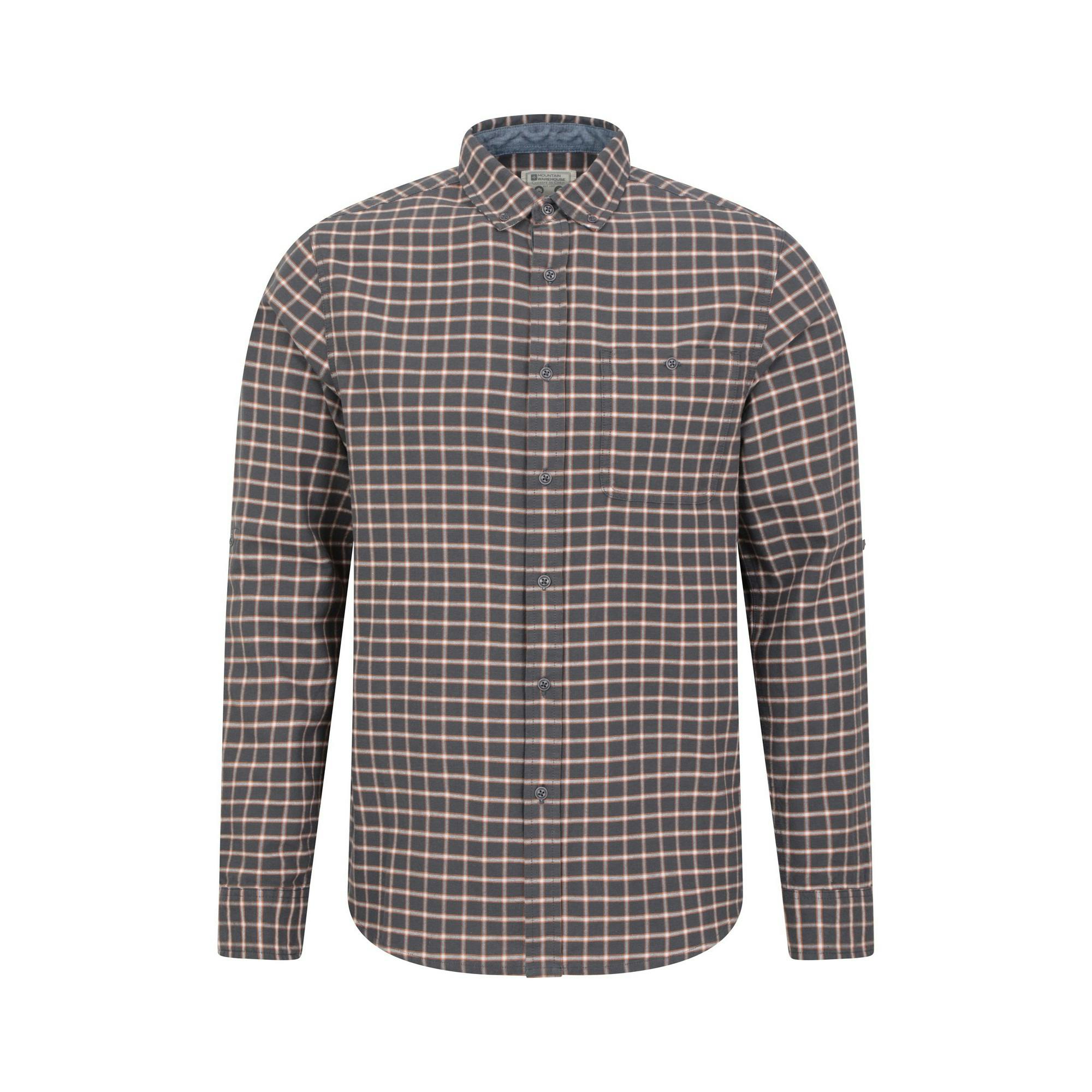 Mountain Warehouse Men's Dark/Grey Driftwood Checked Organic Shirt - Xs - 100% Organic Cotton