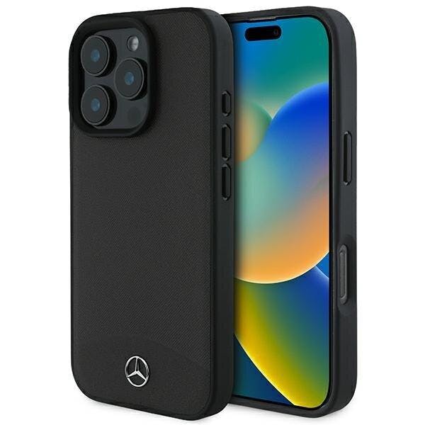 Mercedes Black Textured And Plain Leather Case With Magsafe For Iphone 16 Pro Max 6.9" - Mehmp16x23rbark