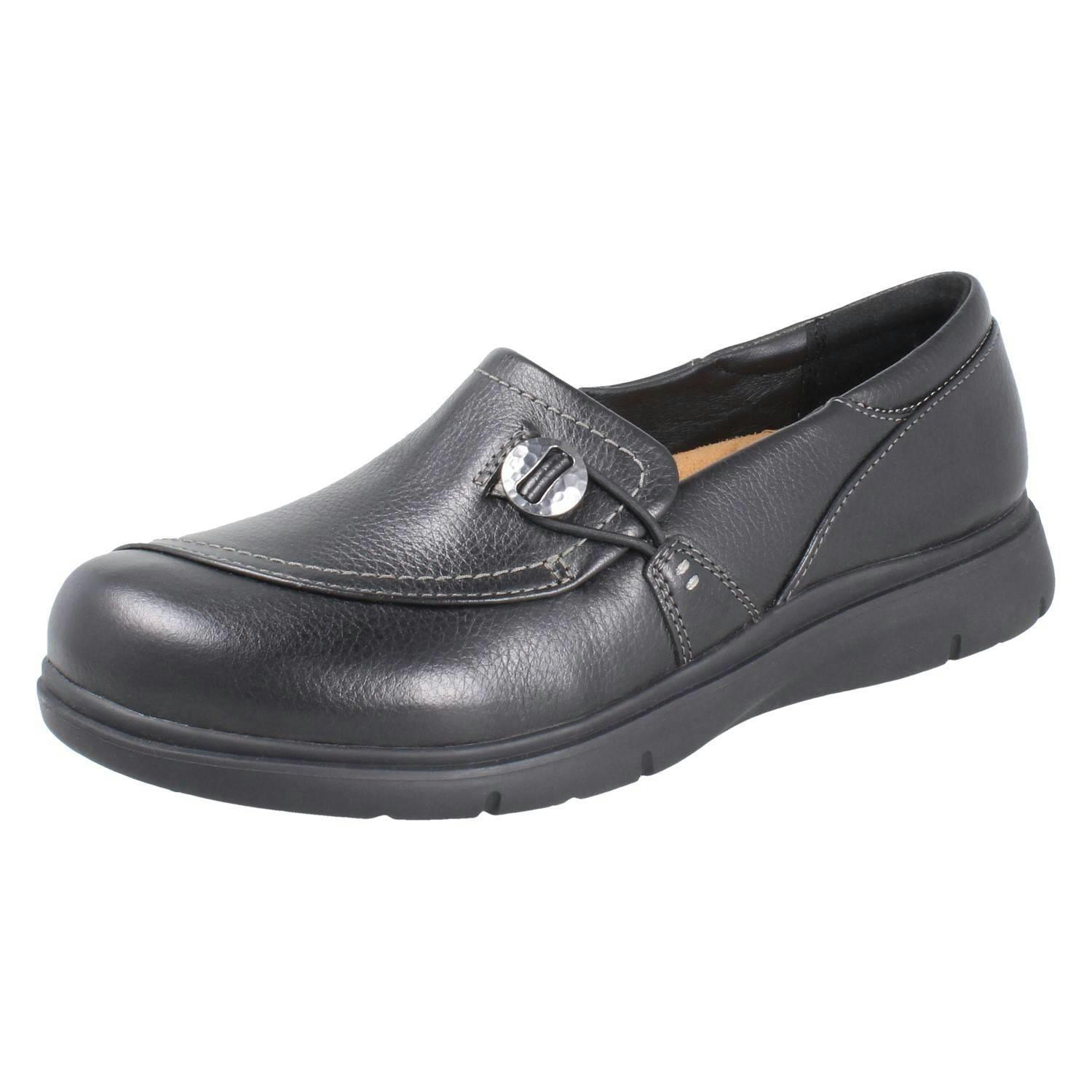 Clarks Women's Black Artisan Wide Fitting Slip On Shoes Certina Ease - Uk 4