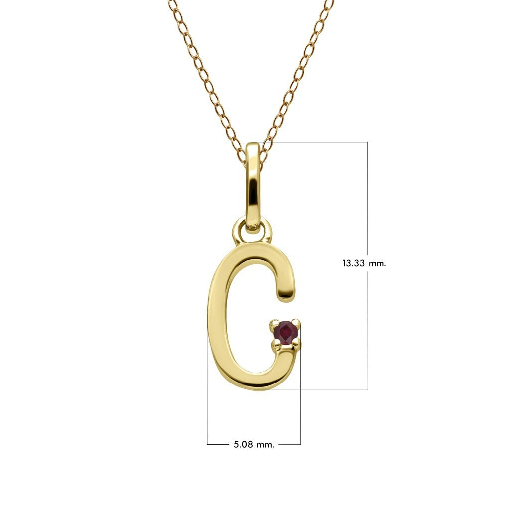 Gemondo Yellow/Gold Initial Ruby Letter Necklace In 9Ct - C