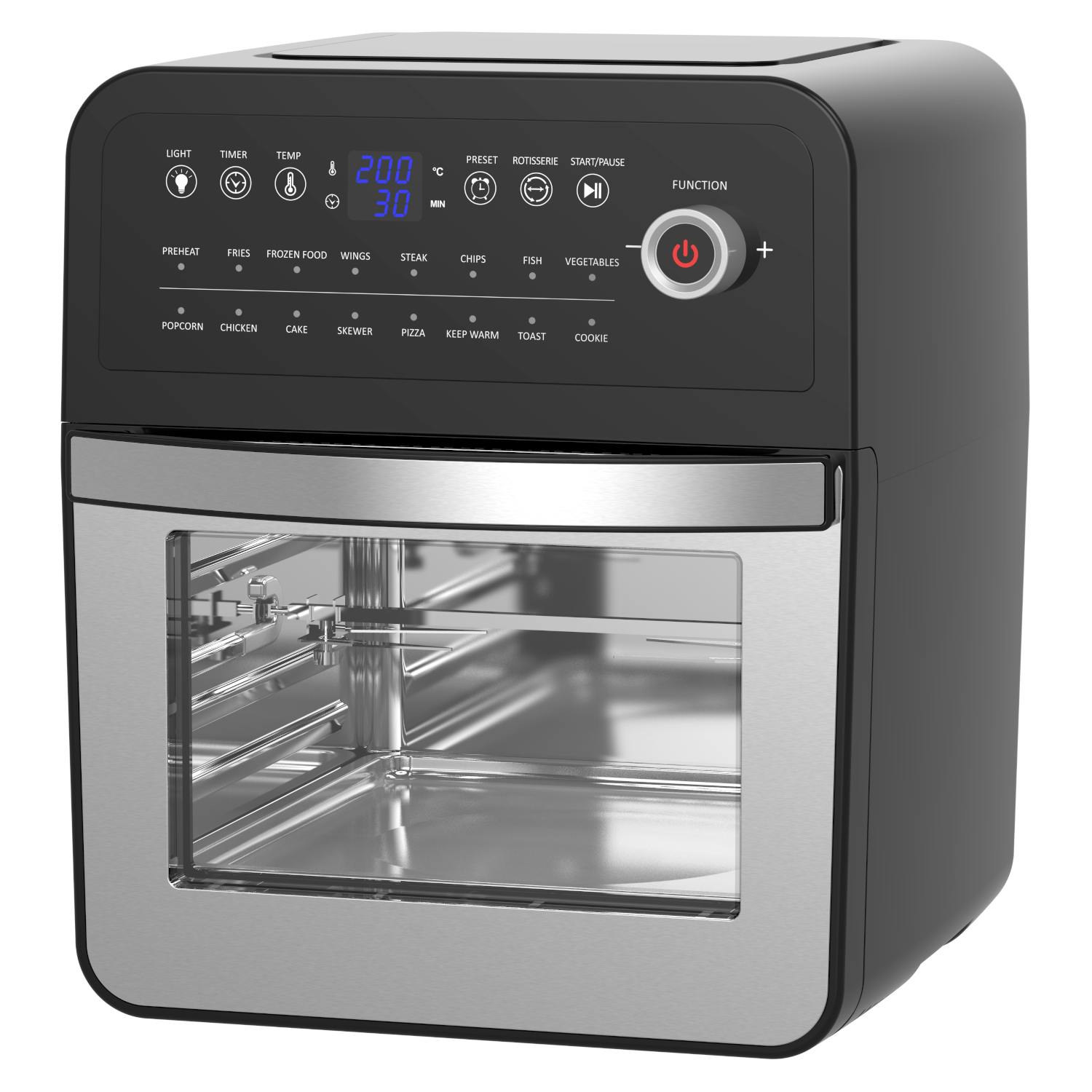 Emtronics 12L Digital Air Fryer Oven Combi With Timer - Stainless Steel