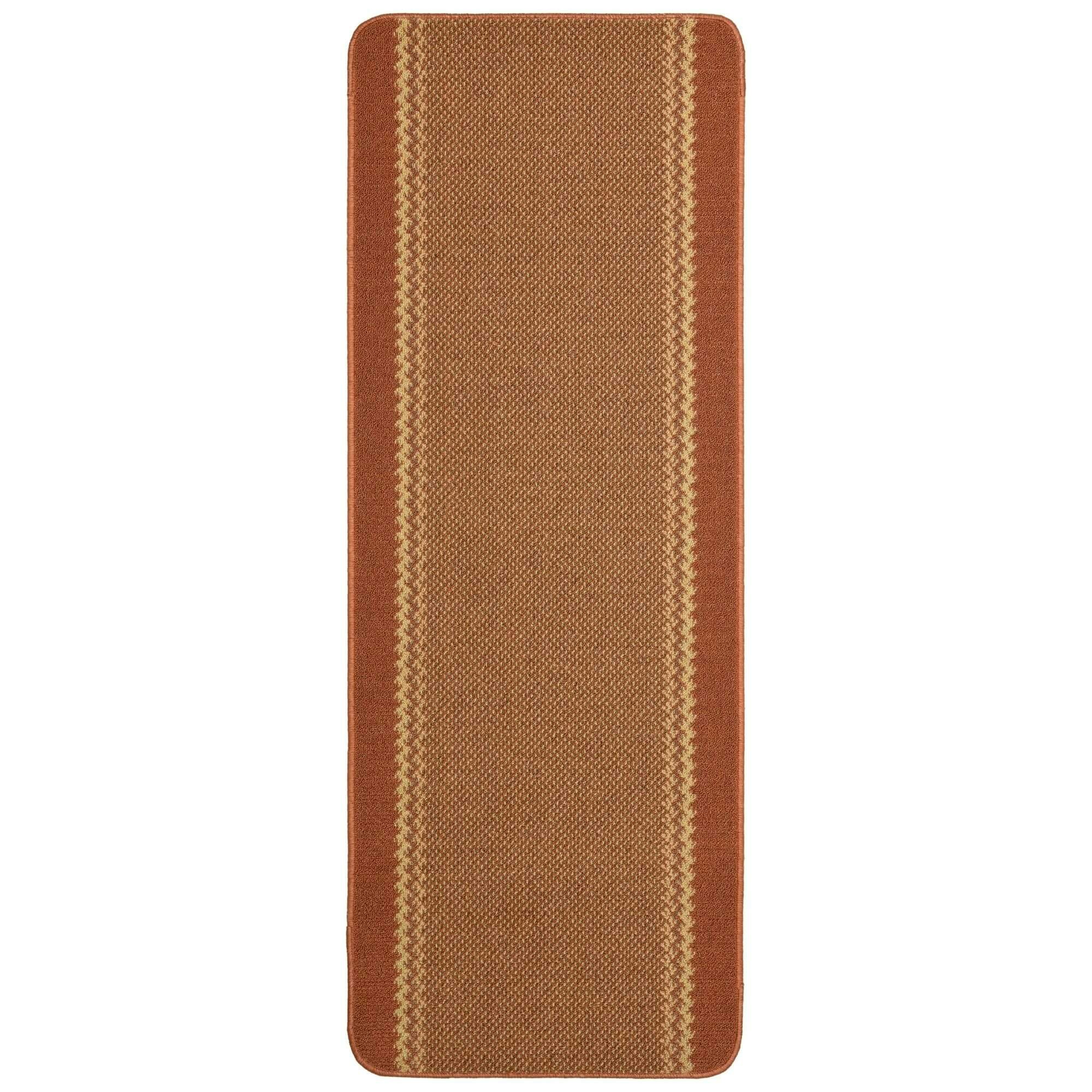Rackhams Washable Designer Bordered Terra Rug | 116T - 67X180 Cm