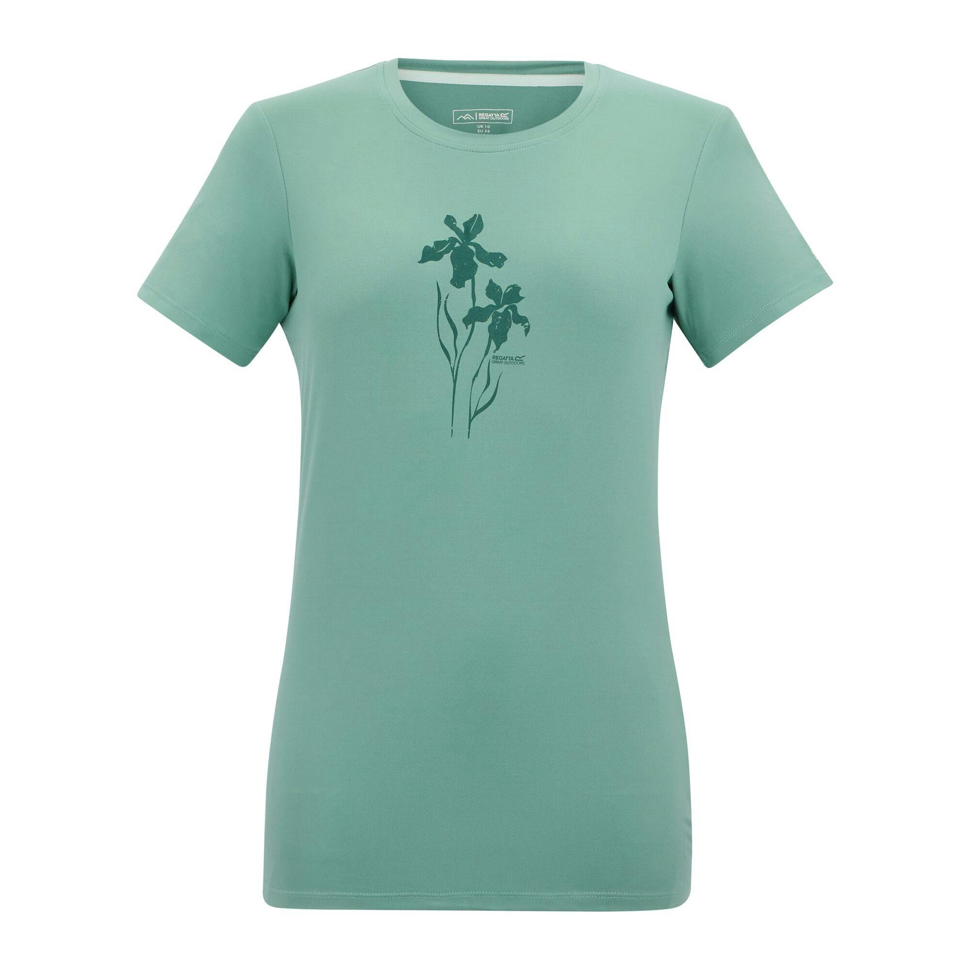 Regatta Women's Fingal Flowers Stretch T-Shirt - Ivy Moss - 8 Uk - Ivy Moss - 62% Polyester/30% Recycled Polyester/8% Elastane