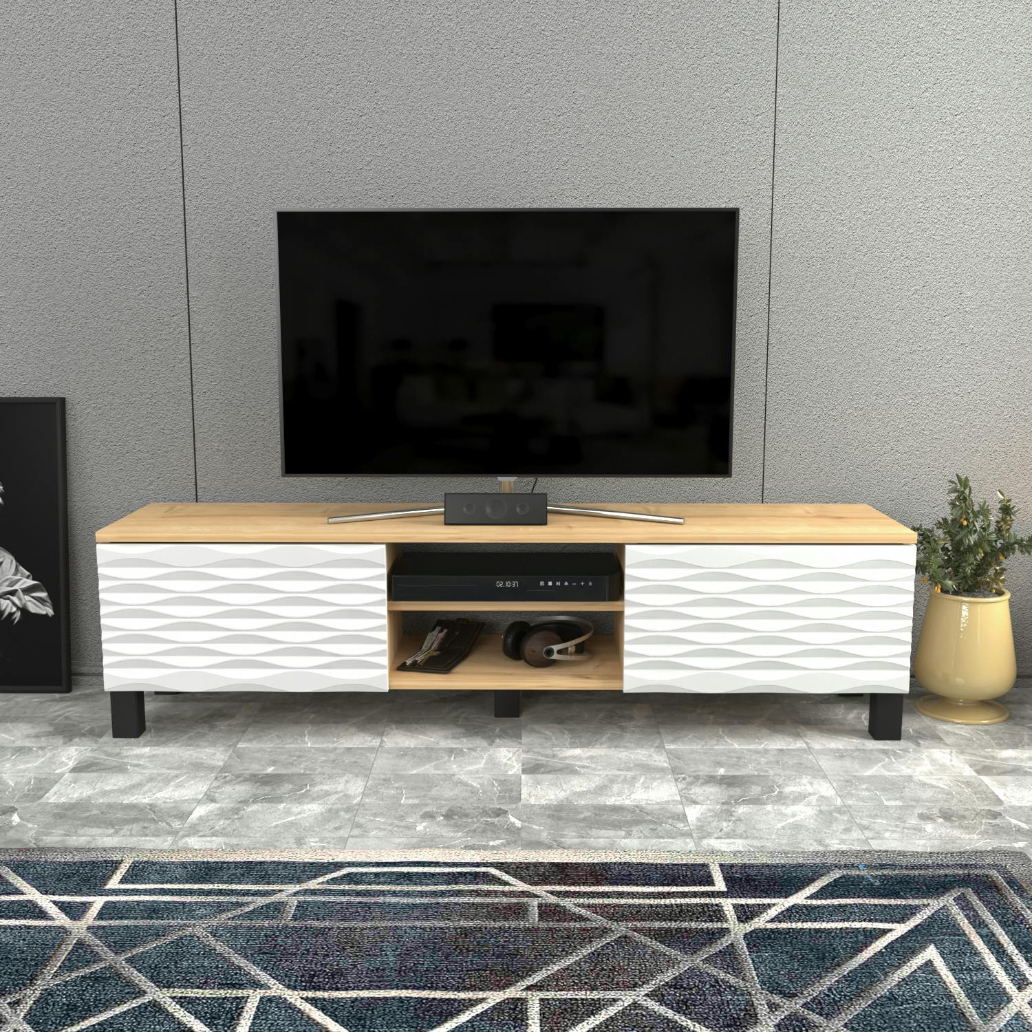 Decorotika White Lukas Modern Tv Stand Tv Cabinet For Tv's Up To 64" - Sapphire Oak