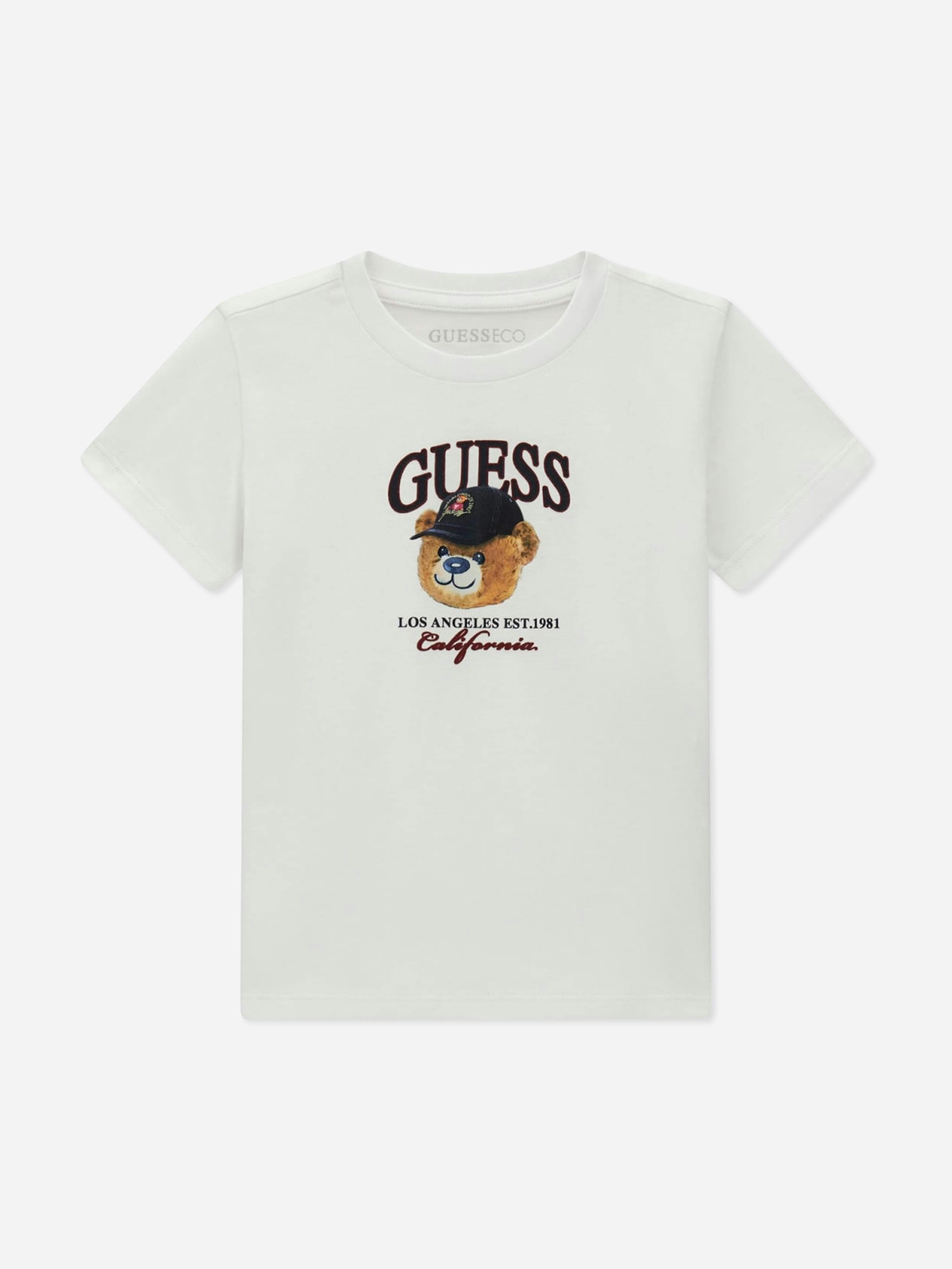 Guess Boys White Bear Logo T-Shirt In - 18 Months