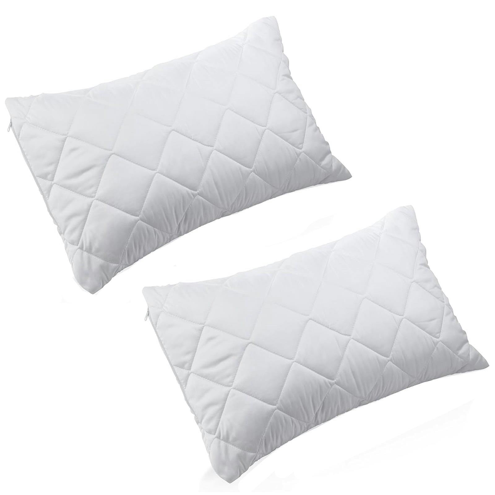 Rackhams White Pair Of Anti Allergy Pillow Protectors Quilted Pillowcase Pack Of 2
