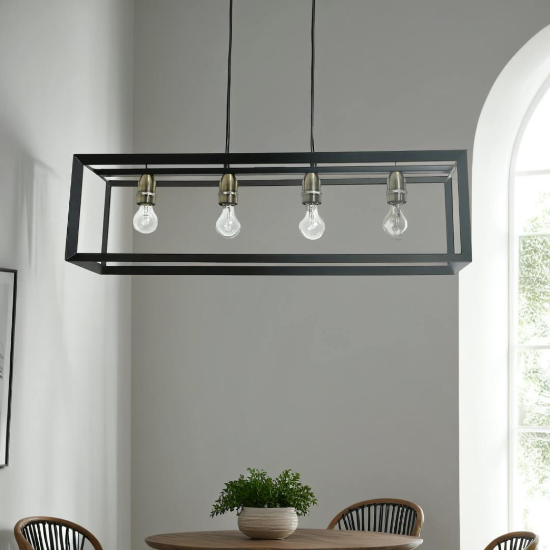 Rackhams Light/Black Sully 4 Matte Ceiling Pendant Bar