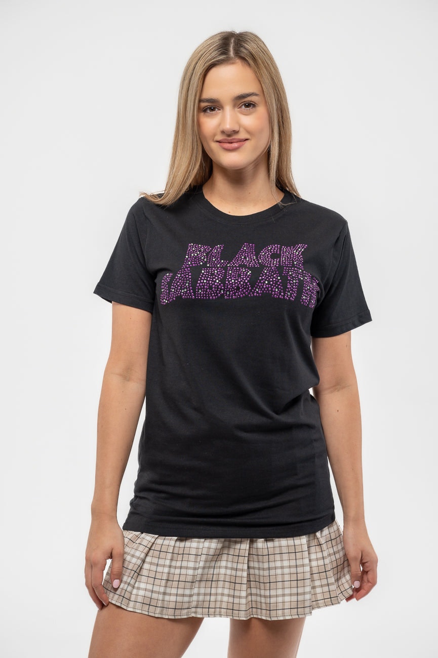 Paradiso Clothing Unisex Black Sabbath Classic Wavy Diamante T Shirt - S