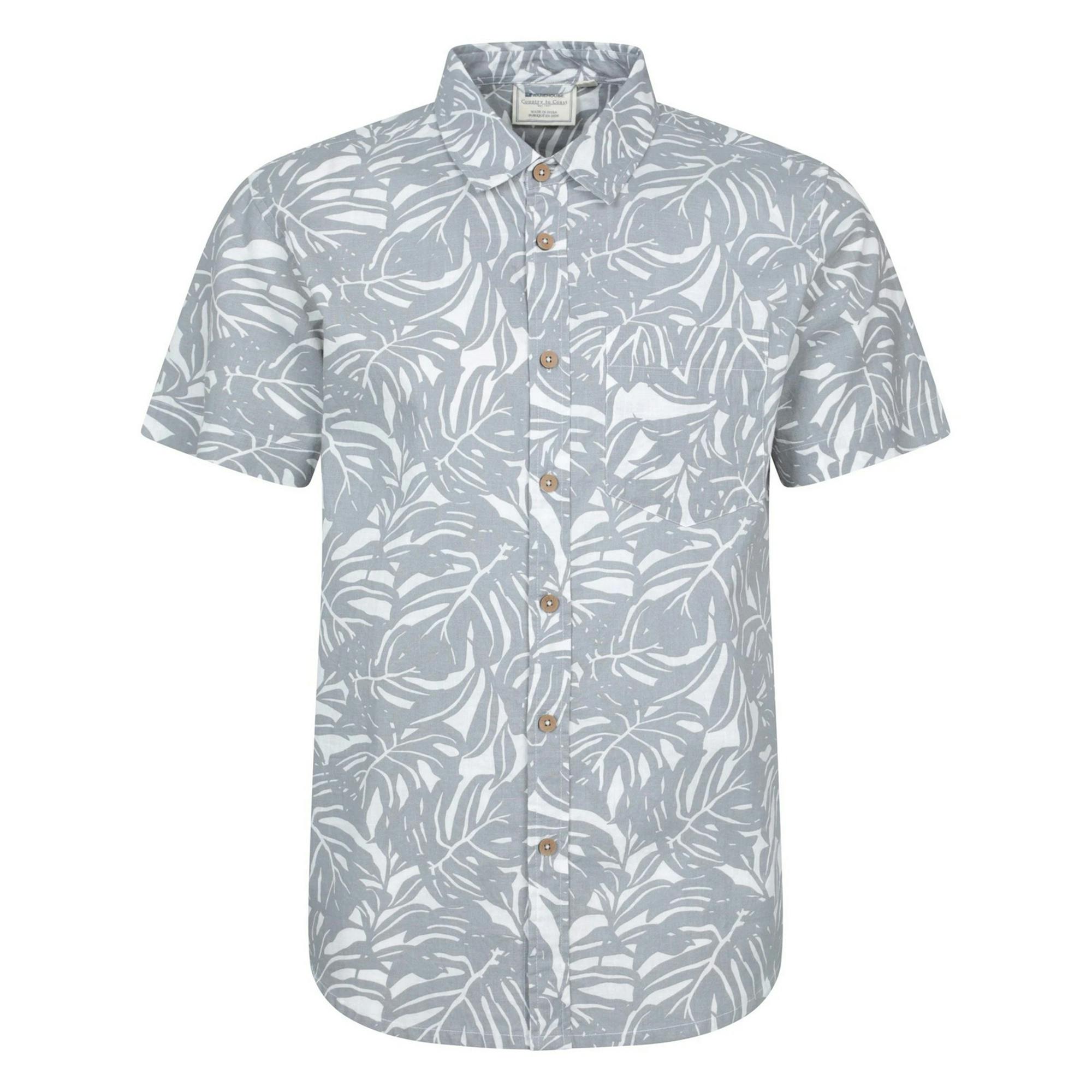 Mountain Warehouse Men's Grey Tropical Short-Sleeved Shirt - Xl - 100% Cotton