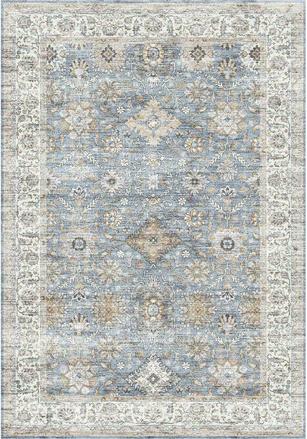 THE RUGS Samira Washable Persian Classic Rug - Durable Soft Polyester Pile in Light Blue | Size: 160cm x 230cm - Image 2