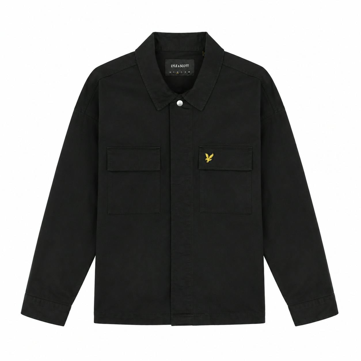 Lyle & Scott Black Washed Overshirt Jet - Xxl