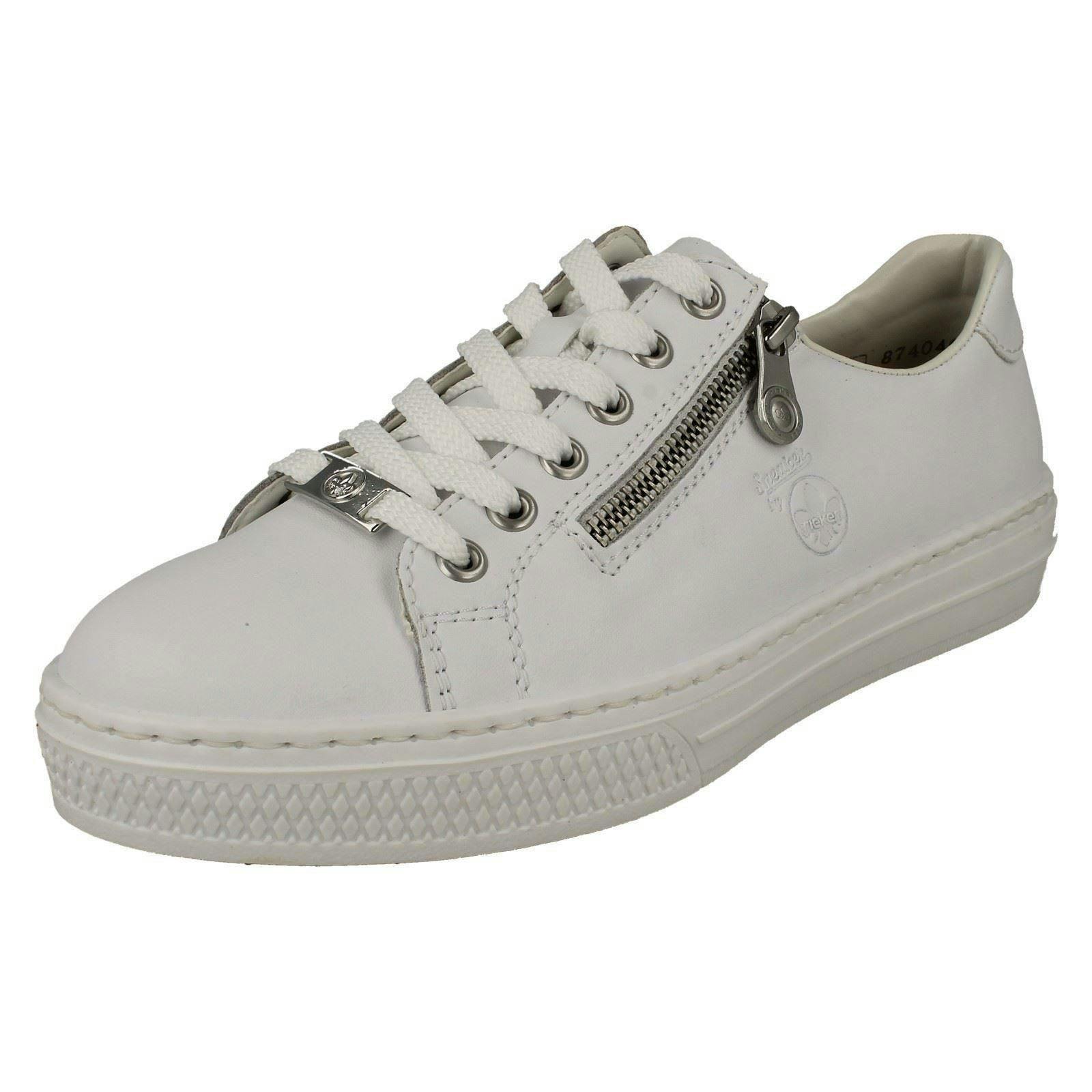 Rieker Women's White Casual Trainers With Memory Soft Insole L59l1 - 83 - Uk 7.5