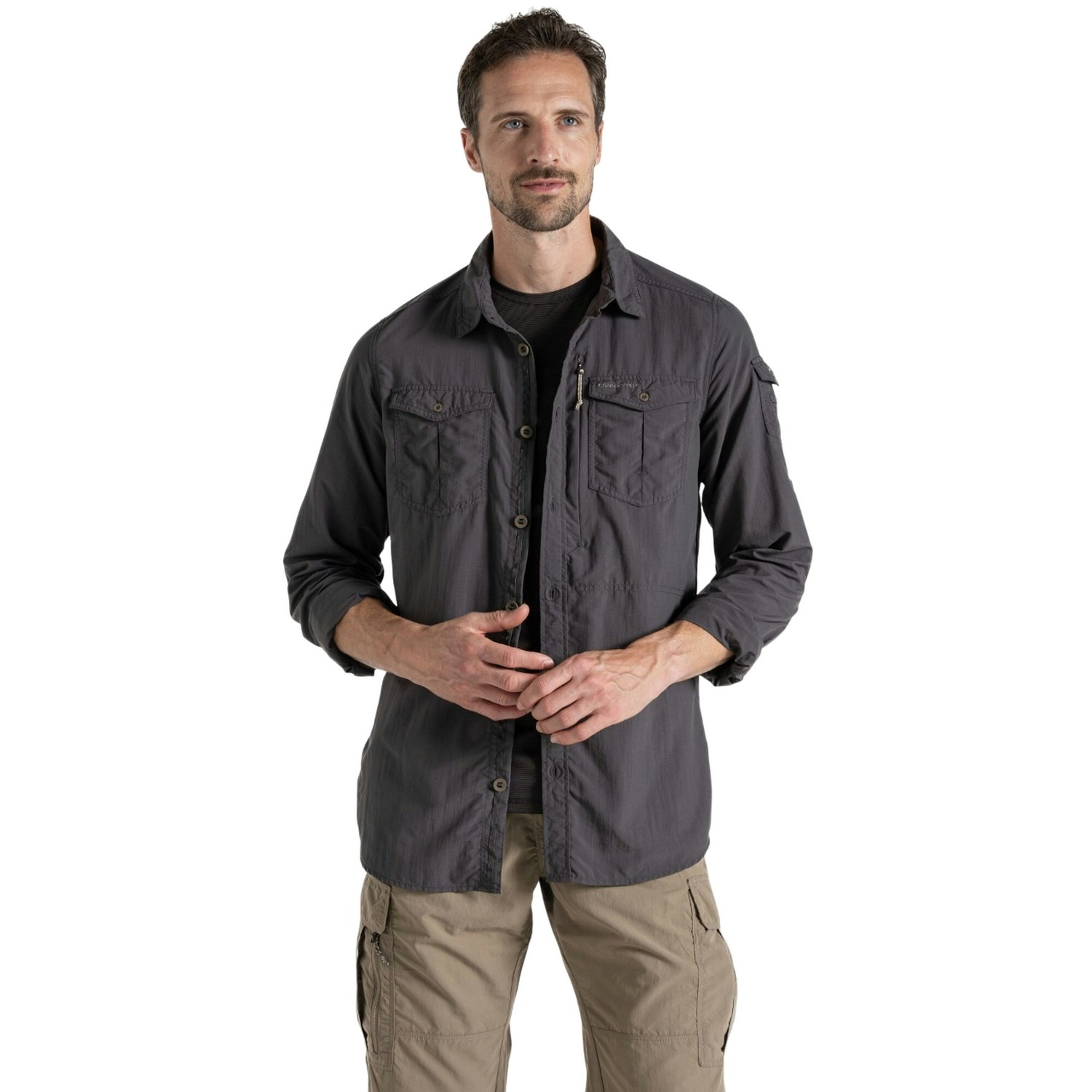 Craghoppers Men's Black Adventure Iii Nosilife Long-Sleeved Shirt - Pepper - Pepper - Large