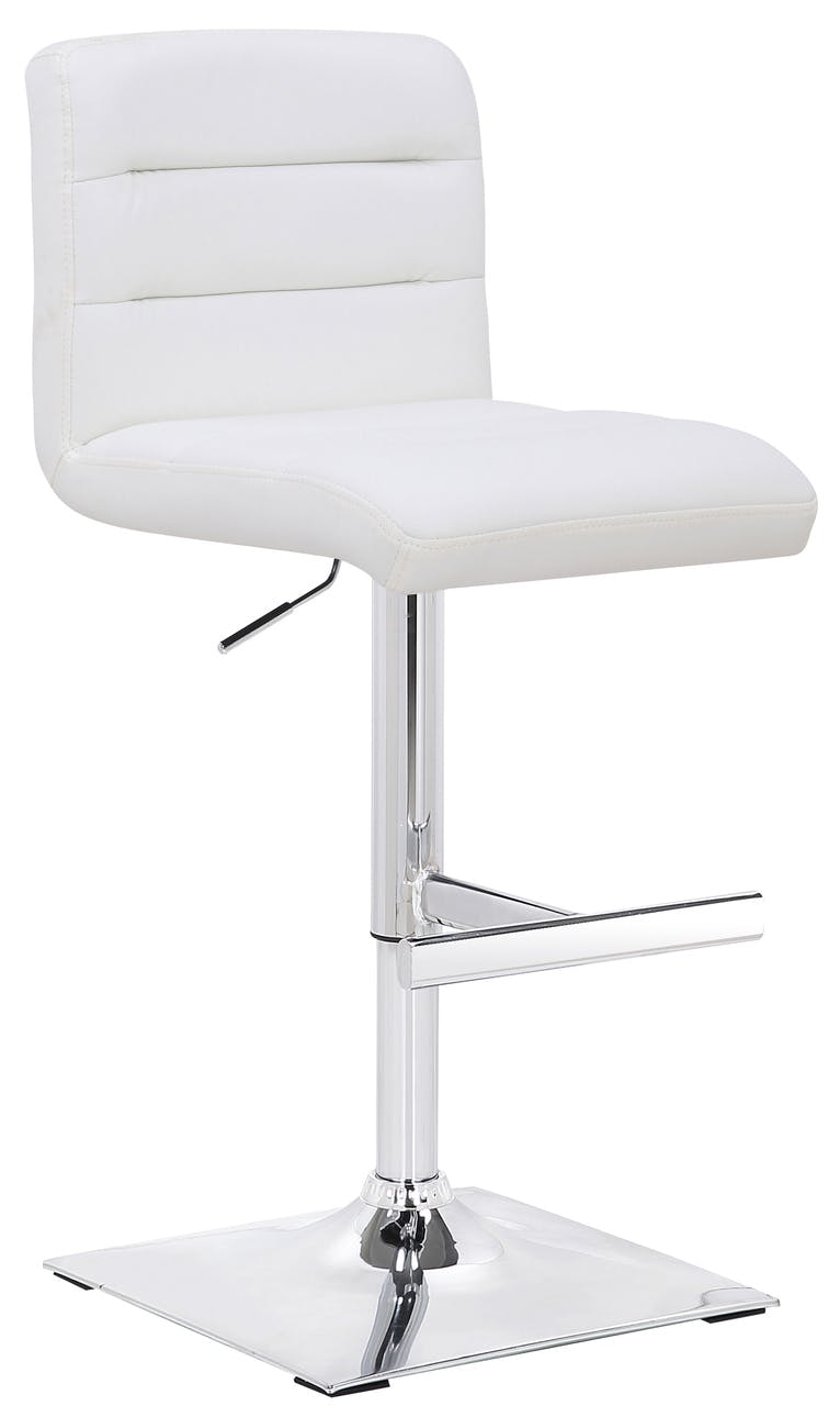 Lamboro White Luscious Breakfast Bar Stool, Chrome Footrest, Height Adjustable Swivel Gas Lift, Home Bar & Kitchen Faux-Leather Barstool,