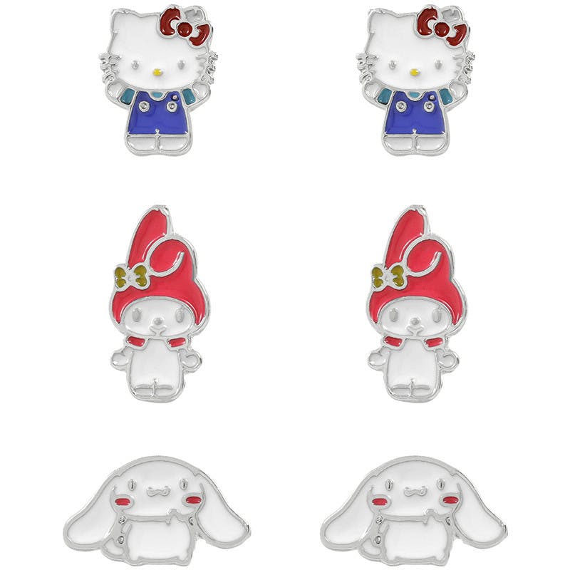 Hello Kitty & Friends Unisex Kids Silver/Red Earring Set Hk50178 – Signature Edition | - Brass Plated - Image 6