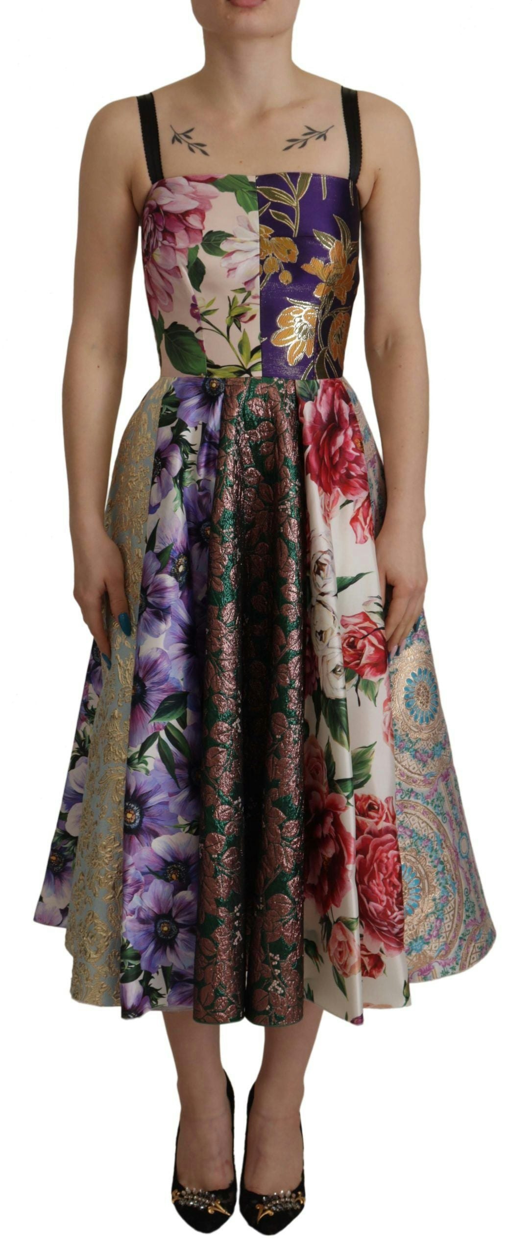 Dolce & Gabbana Floral Patchwork Silk Dress - Multicolor Size 38 It