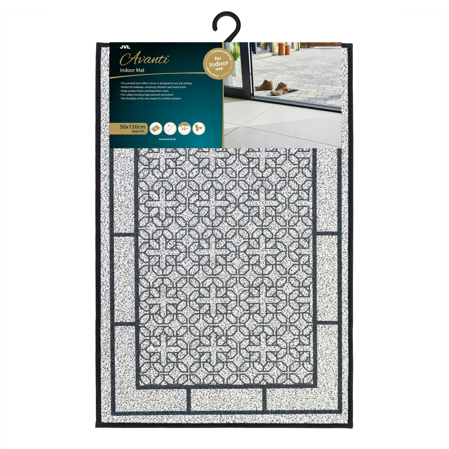 Rackhams Grey Avanti Machine Washable Entrance Doormat, 50X75cm