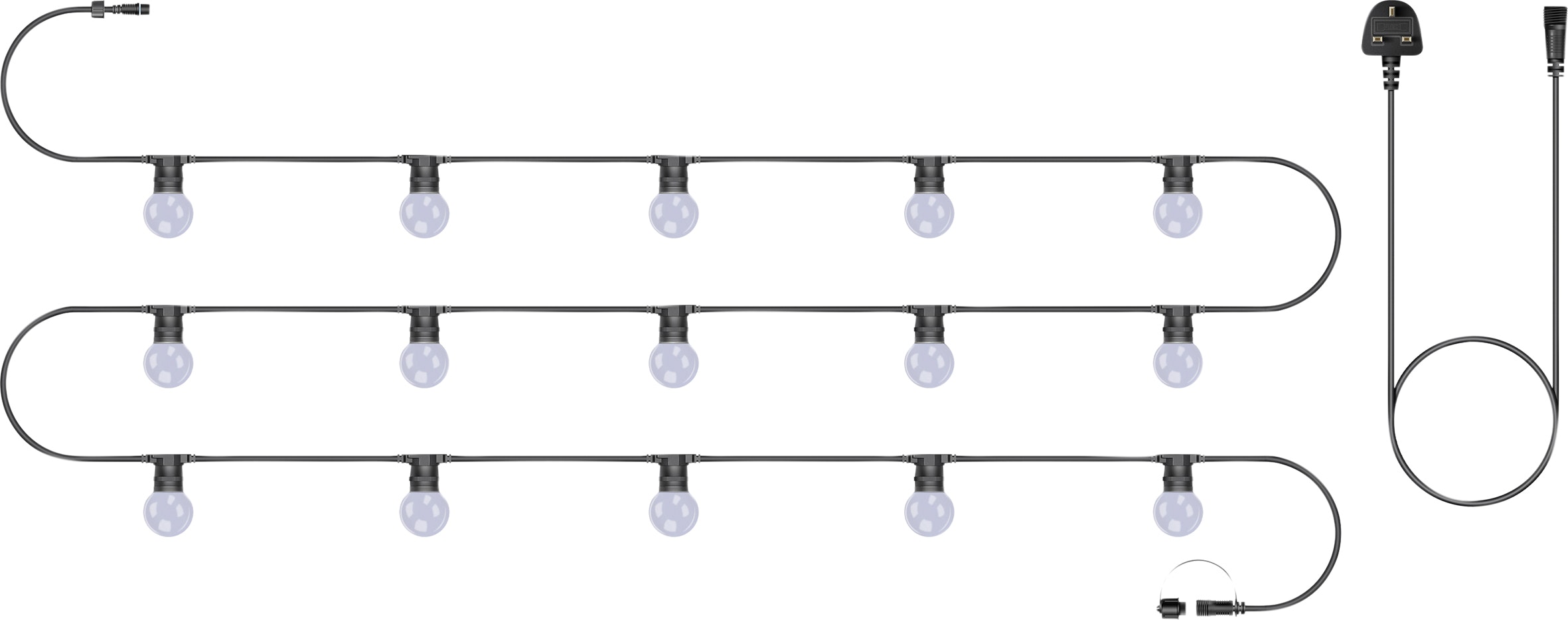 Rackhams Black Festoon Rubber Ip65 5M/15X2w Colour Change Lamp