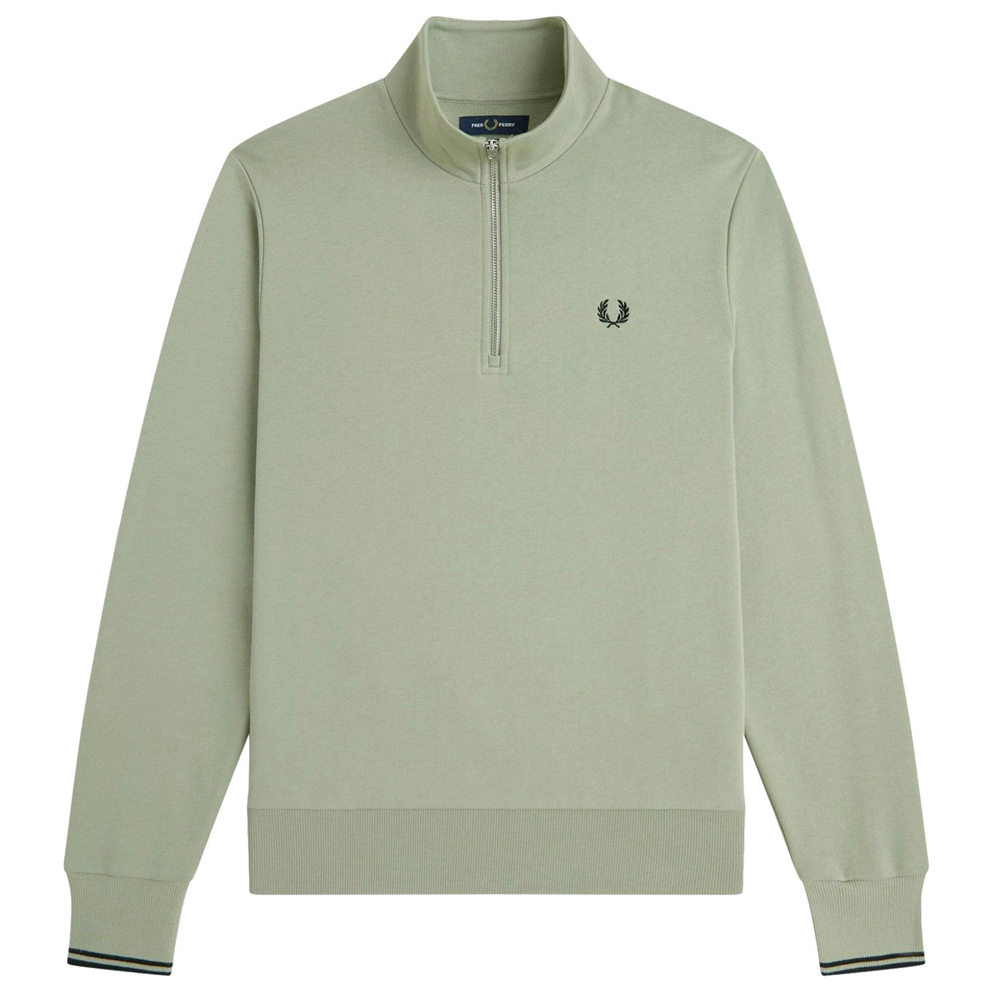 Fred Perry Black Half Zip Sweatshirt - Seagrass/ - Medium