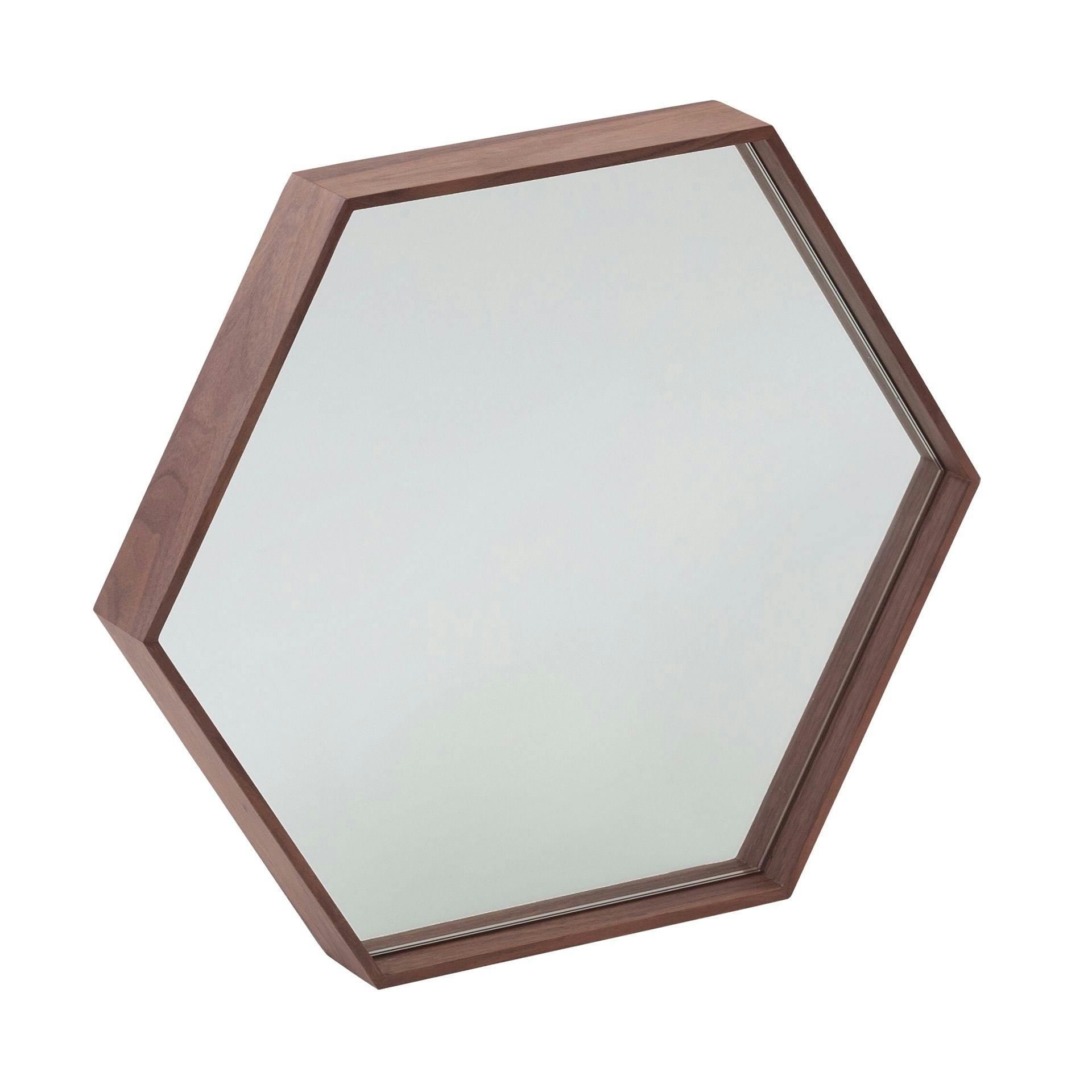 Rackhams Light Hexagonal Walnut Wall Mirror 3039
