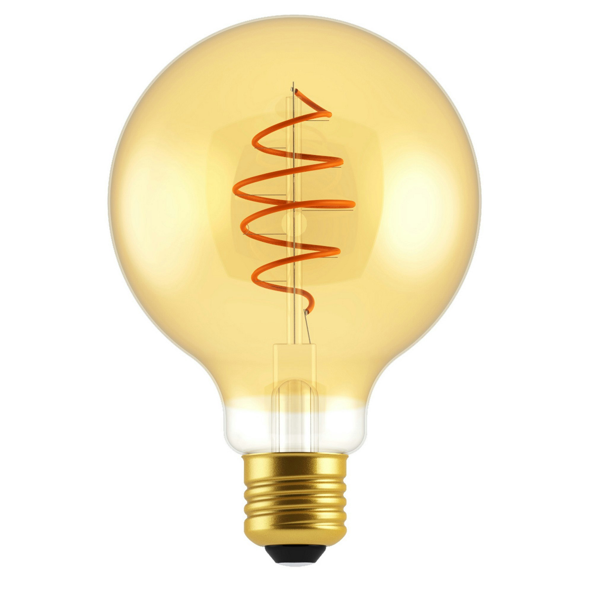 Rackhams Light/Gold Deco E27 | G125 Spiral | Dim | 2200 Kelvin | 400 Lumen | Bulb | Colour - Glass - 1