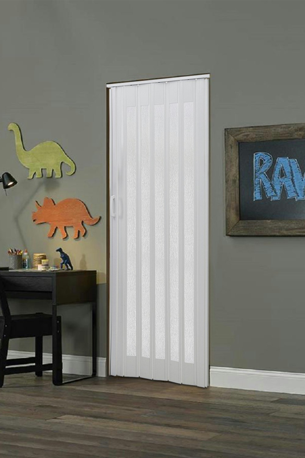Rackhams White 203X81cm Pvc-Acrylic Folding Partition Door With Wheels & Handle - Clear