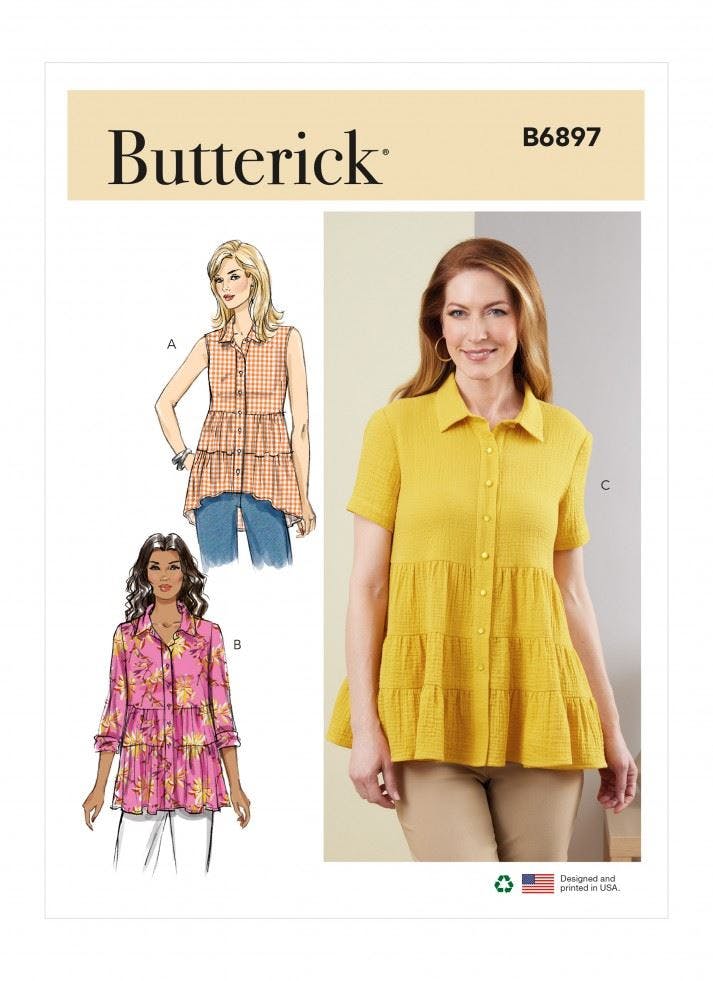 Butterick Women's Sewing Pattern 6897, Tops For B5 (8-10-12-14-16) - Easy - Y5 (18-20-22-24-26)