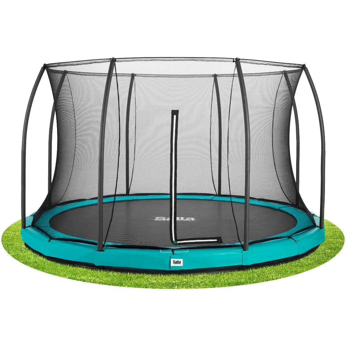 Salta Green 14Ft Comfort Edition Inground Round Trampoline With Enclosure