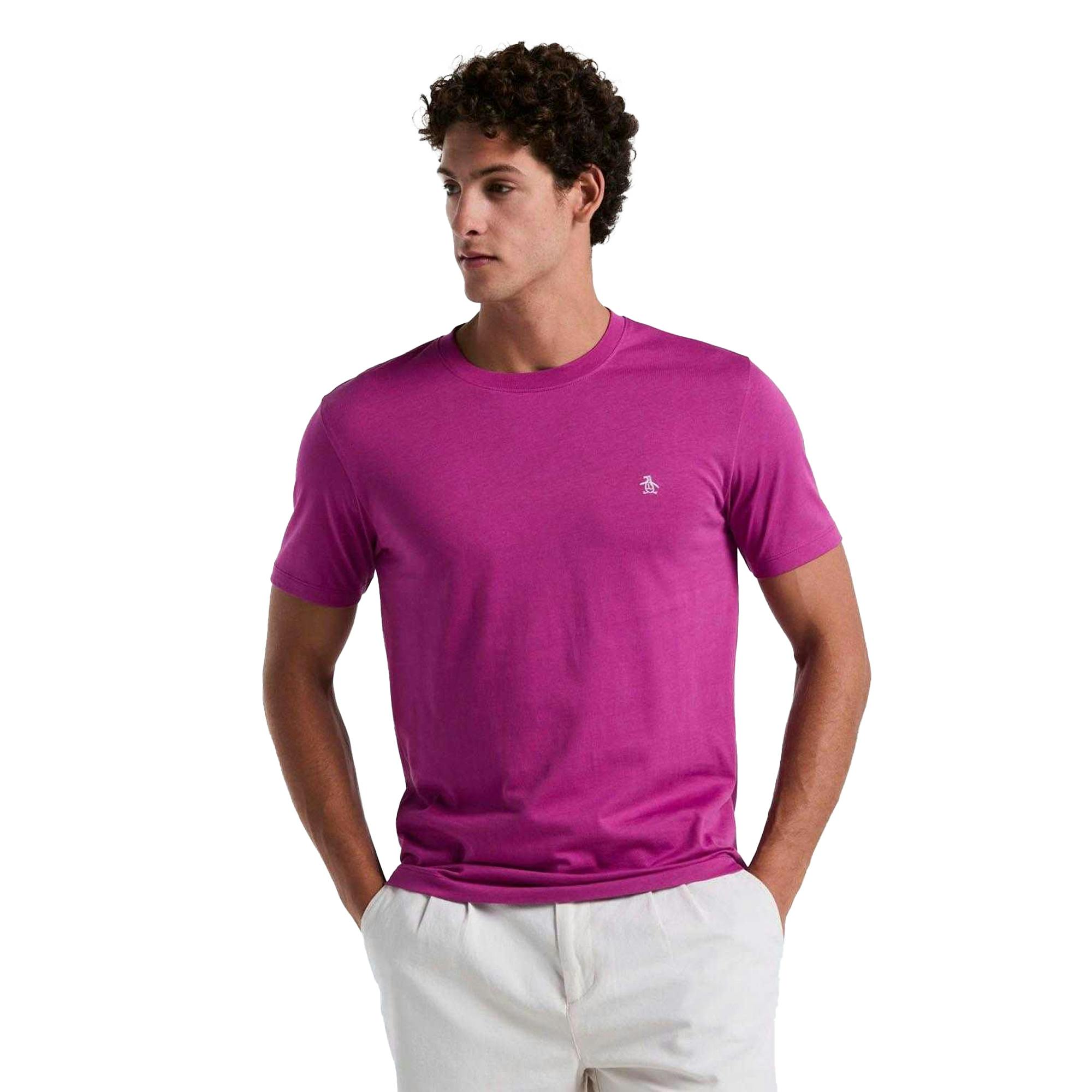Original Penguin Men's Purple Embroidered Logo T-Shirt - S - 100% Organic Cotton