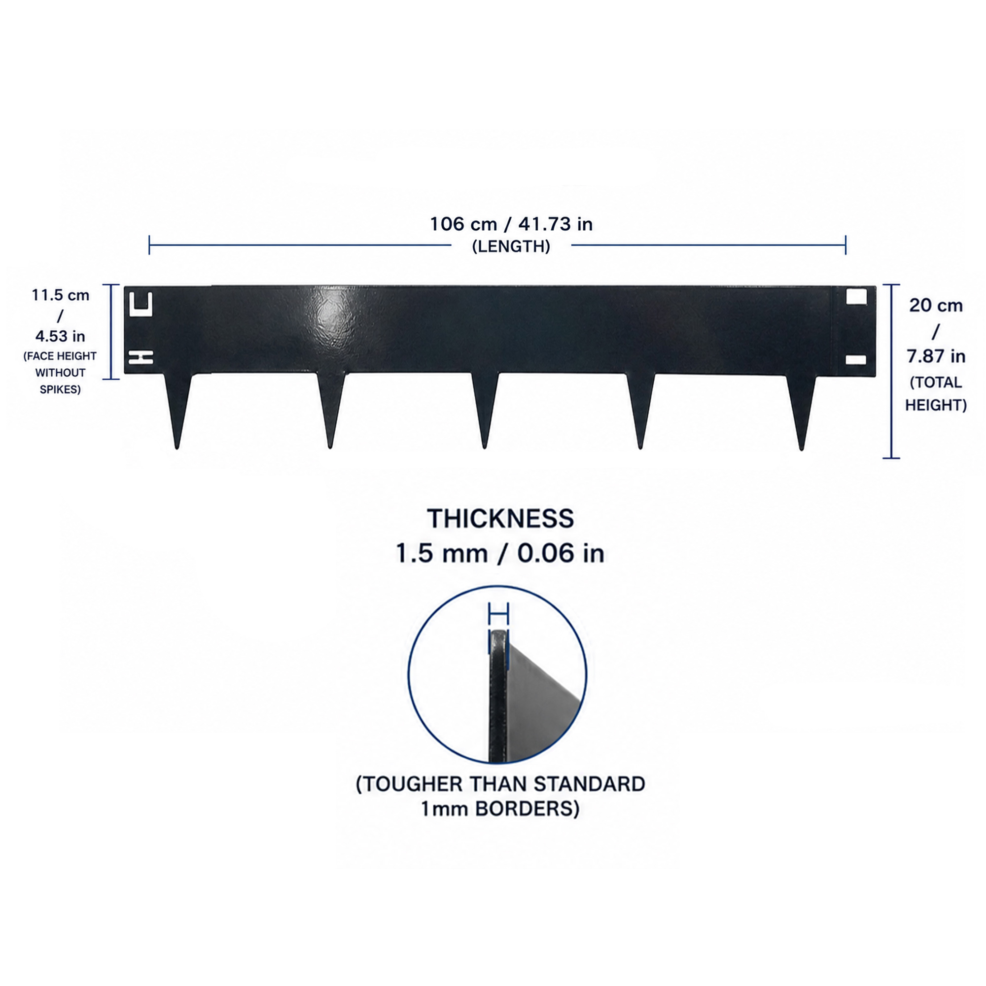 Rackhams Anthracite/Grey Metal Lawn Edging Garden Border - 20Cm - Pack Of 1