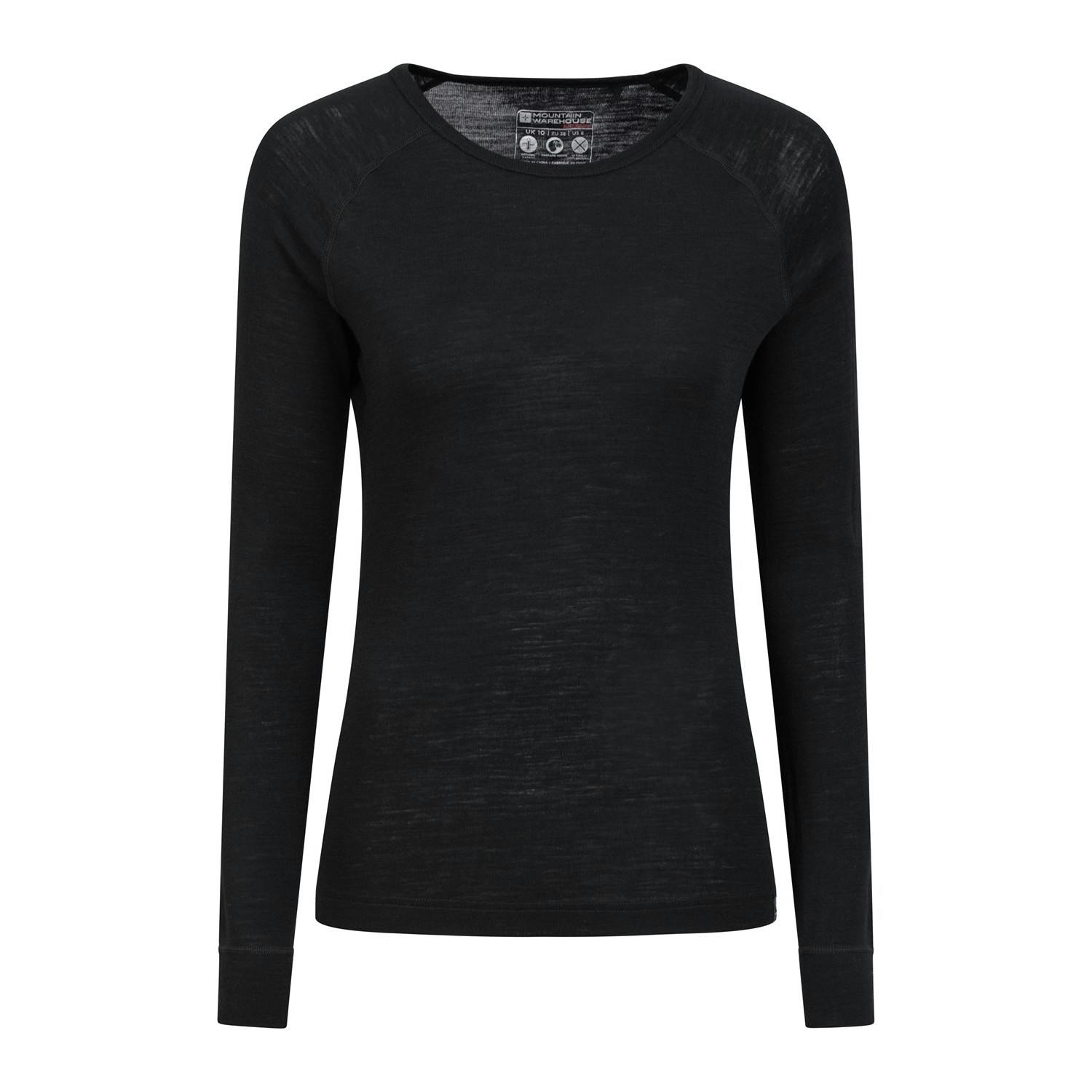 Mountain Warehouse Women's Black Merino Ii Thermal Top - 18 Uk - 80% Merino Wool/20% Polyester