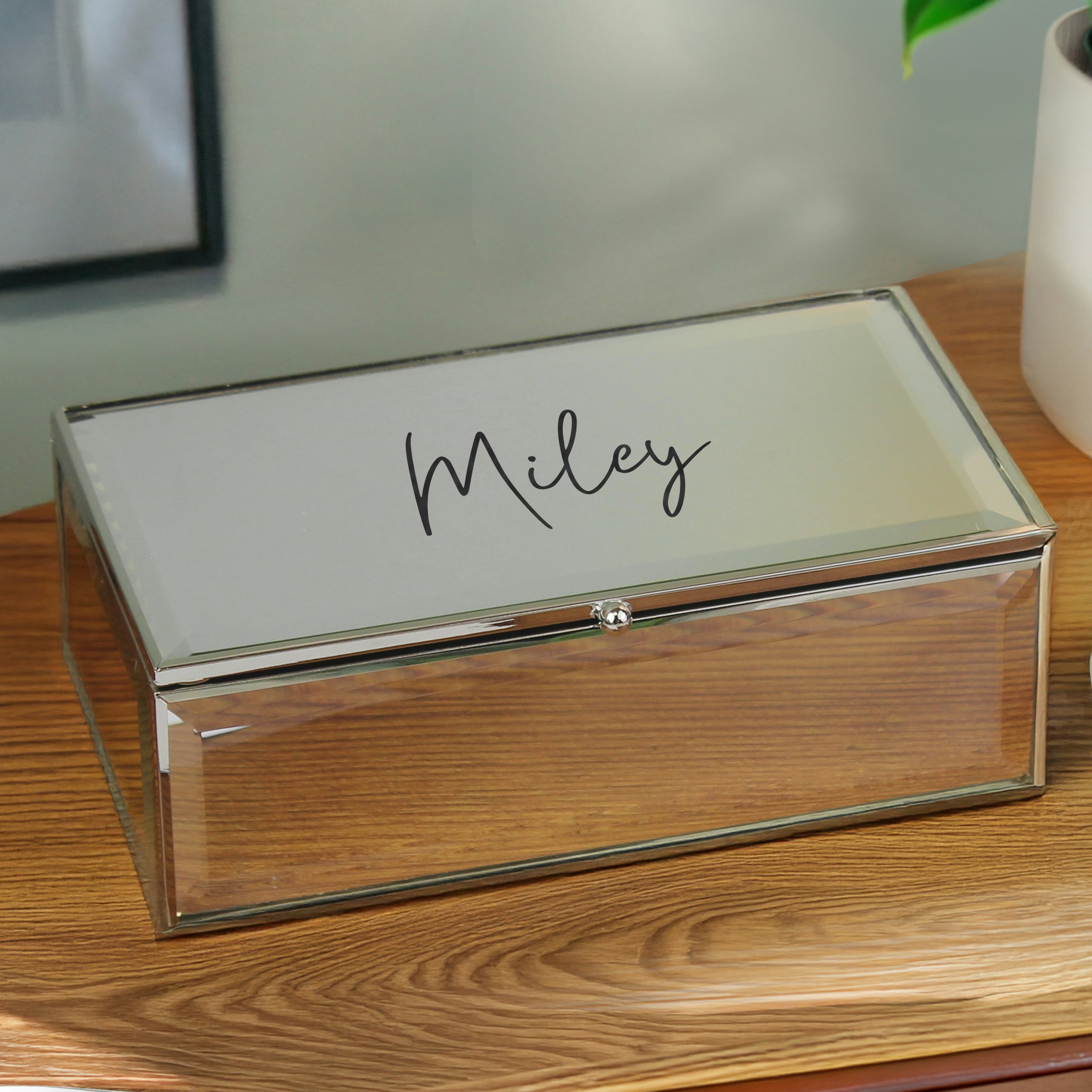 Personalised Memento Company Silver Personalised Mirrored Jewellery Box