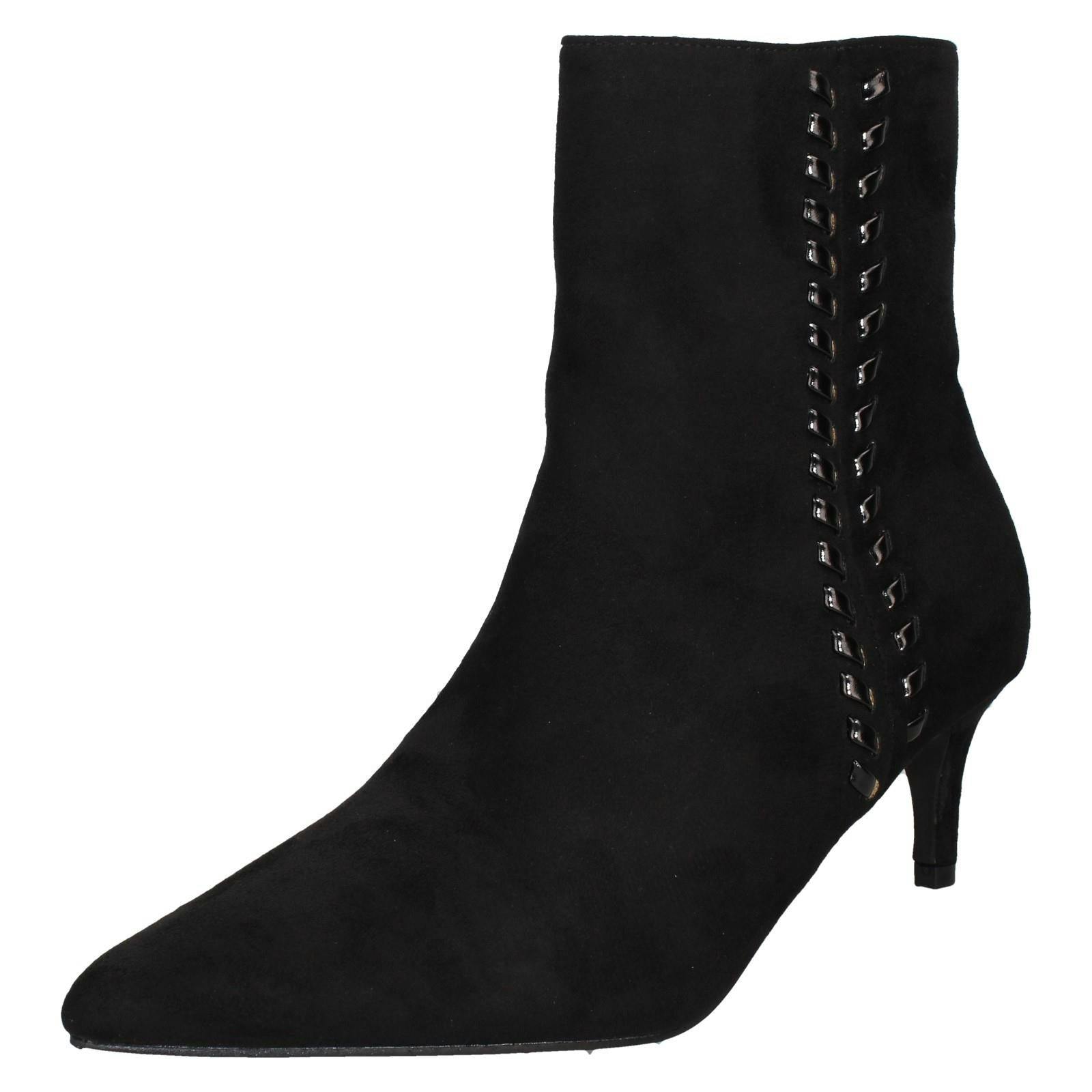 Spot On Women's Black Collection Mid Heel Pointed Toe Ankle Boots F51222 - Uk 7