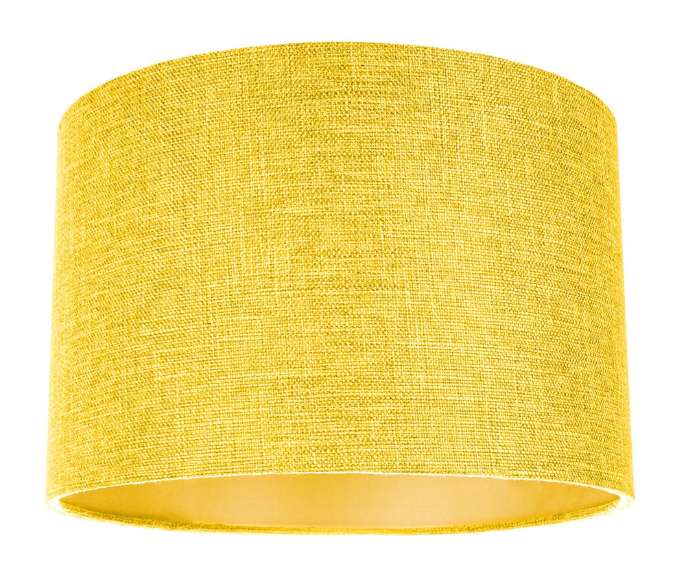 Rackhams Yellow Contemporary And Sleek Plain Linen Fabric Drum Lamp Shade 60W Maximum